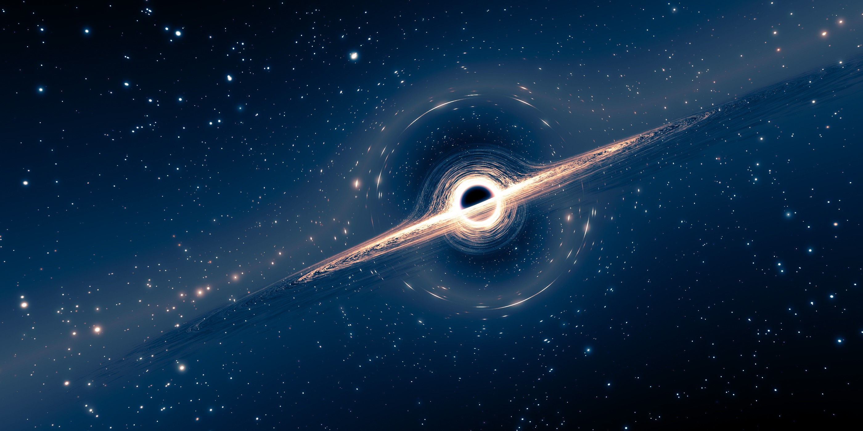General 2800x1400 space black holes stars digital art CGI gravitational lens Gargantua  space art