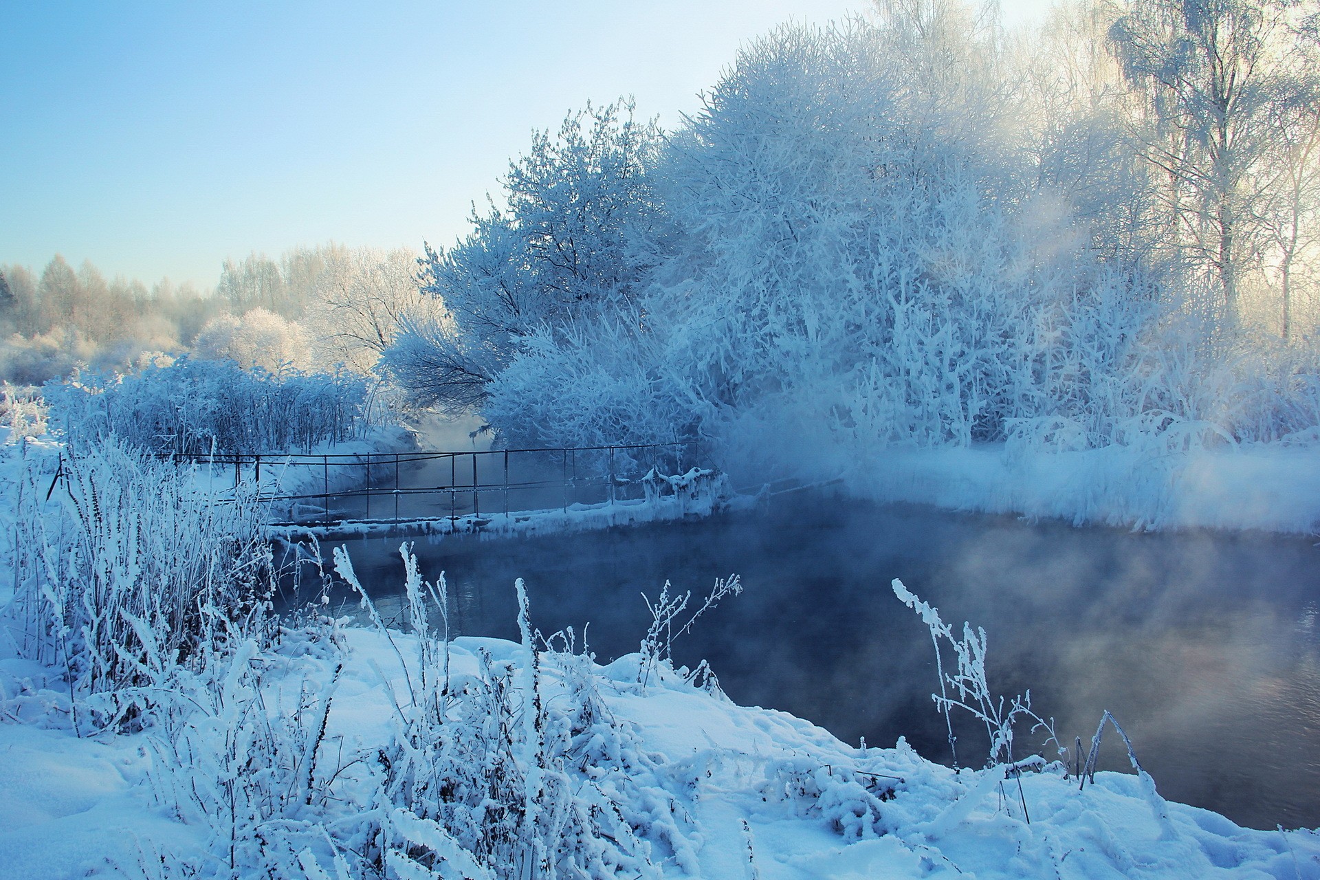 General 1920x1280 winter ice snow landscape nature cold outdoors bridge frost