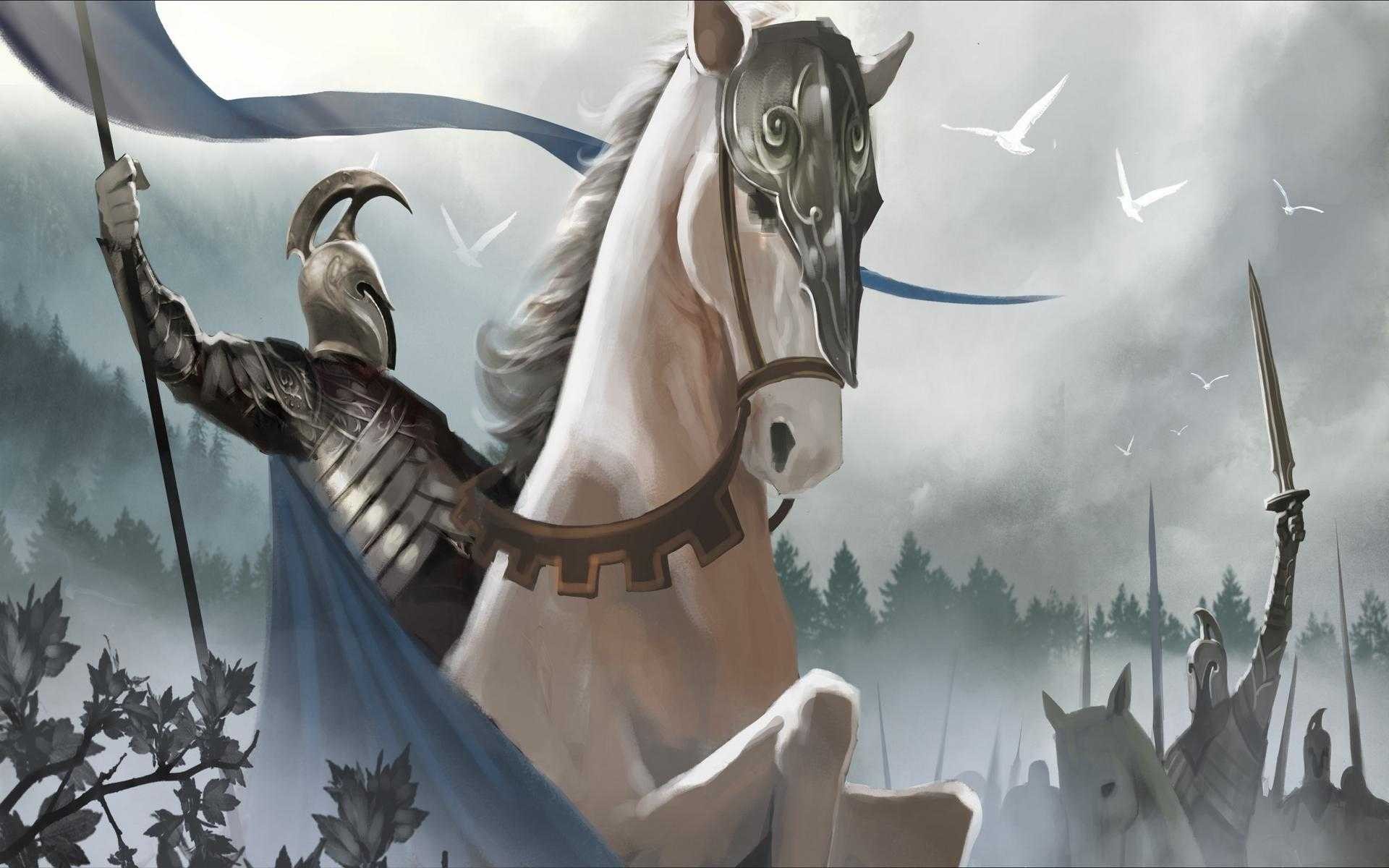 General 1920x1200 fantasy art artwork horse warrior helmet armor digital art