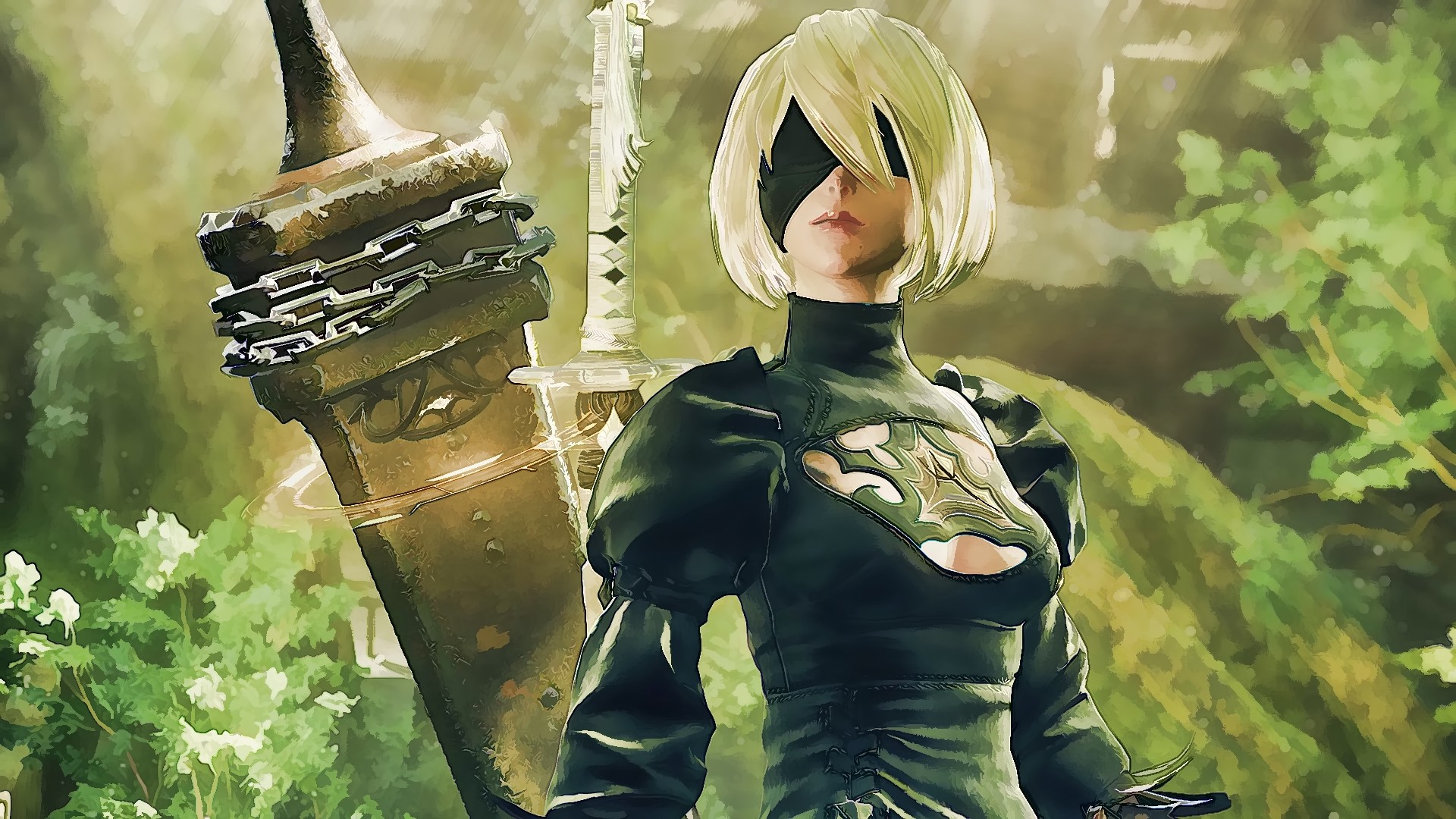 General 1920x1080 Nier Nier: Automata 2B (Nier: Automata) video game characters video game girls video games blindfold