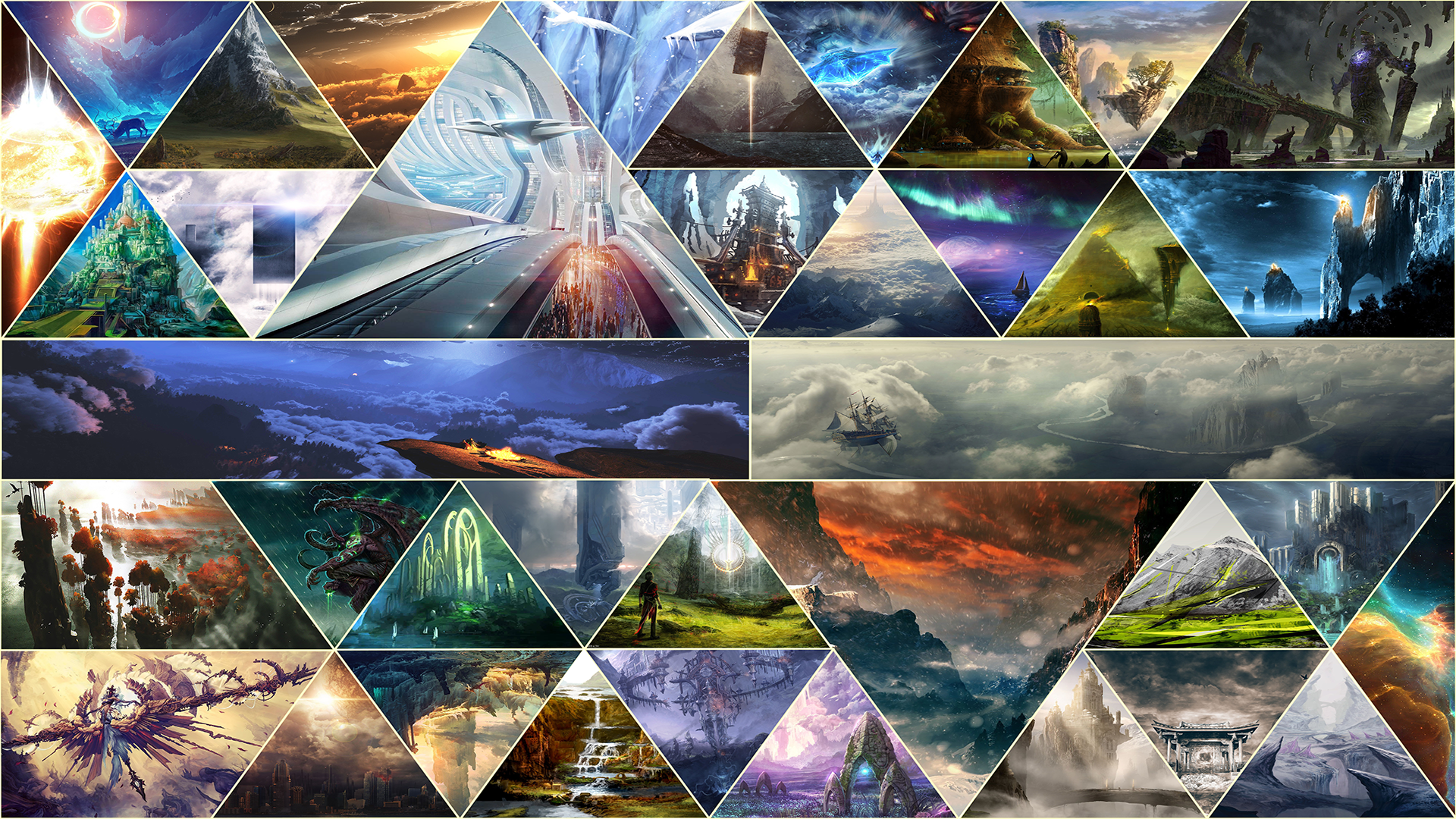 General 1920x1080 fantasy art geometry triangle mosaic collage