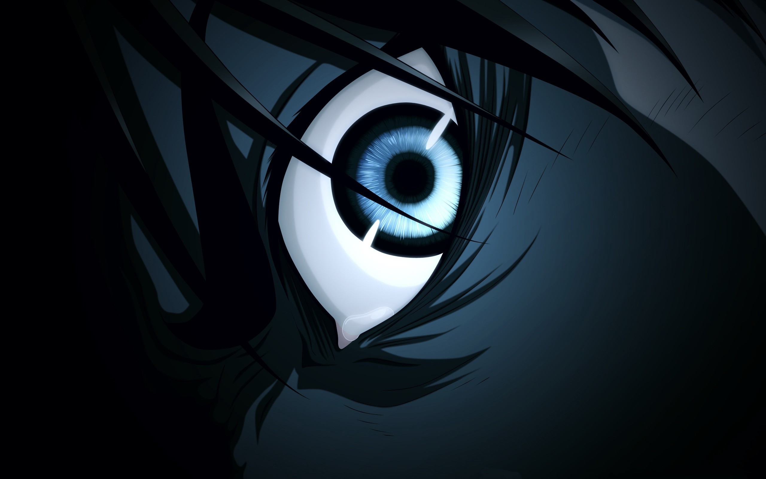 Anime 2560x1600 Shingeki no Kyojin anime Eren Jeager face eyes blue eyes closeup