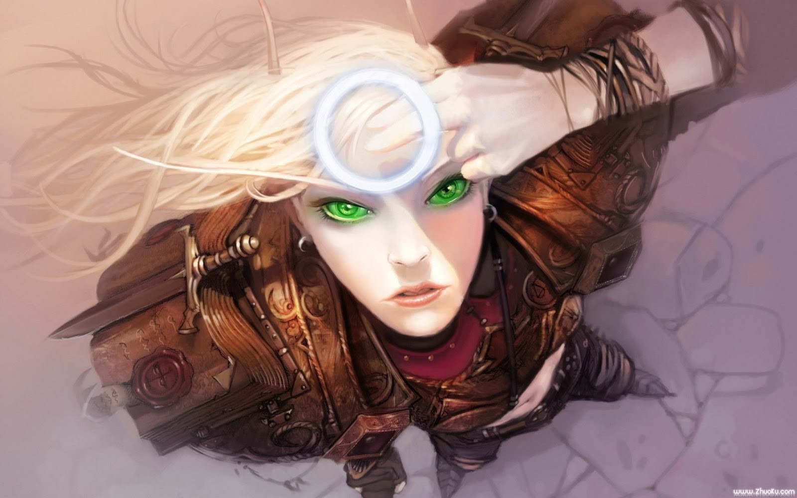 General 1600x1000 women artwork green eyes face looking up fantasy art video game art fantasy girl video game girls PC gaming