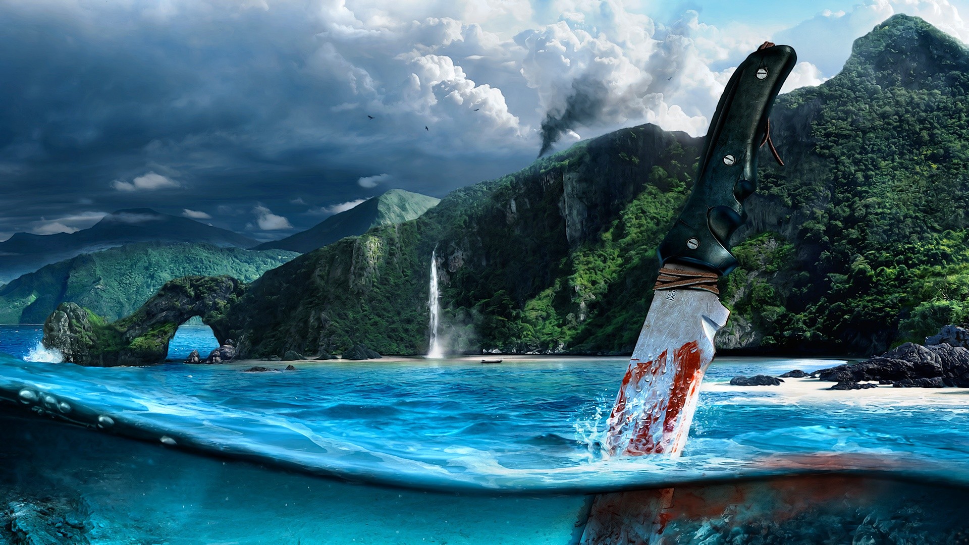 General 1920x1080 blood Far Cry 3 knife tropical video game art video games 2012 (Year) weapon Ubisoft