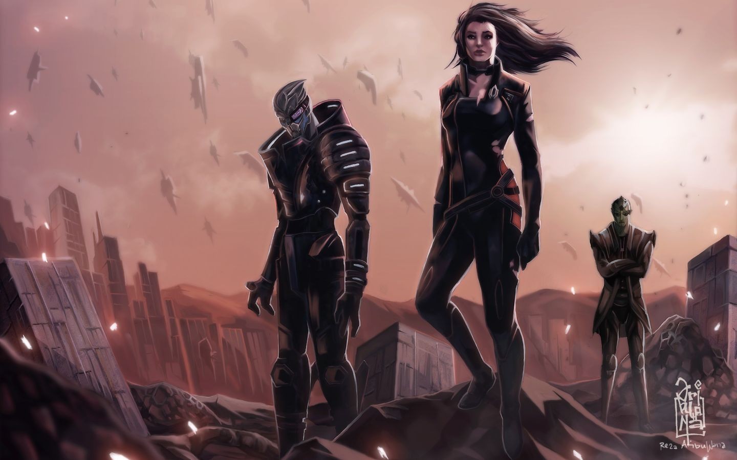 General 1440x900 Mass Effect Mass Effect 2 Mass Effect 3 Garrus Vakarian Miranda Lawson Thane Krios video games video game art science fiction women science fiction PC gaming