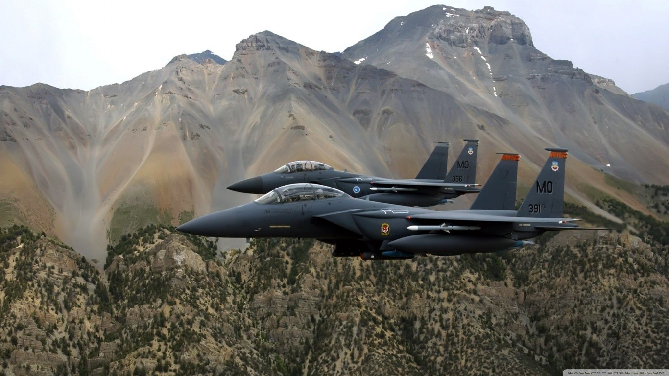 General 1366x768 aircraft airplane jet fighter military aircraft vehicle F-15 Eagle military military vehicle US Air Force watermarked American aircraft McDonnell Douglas