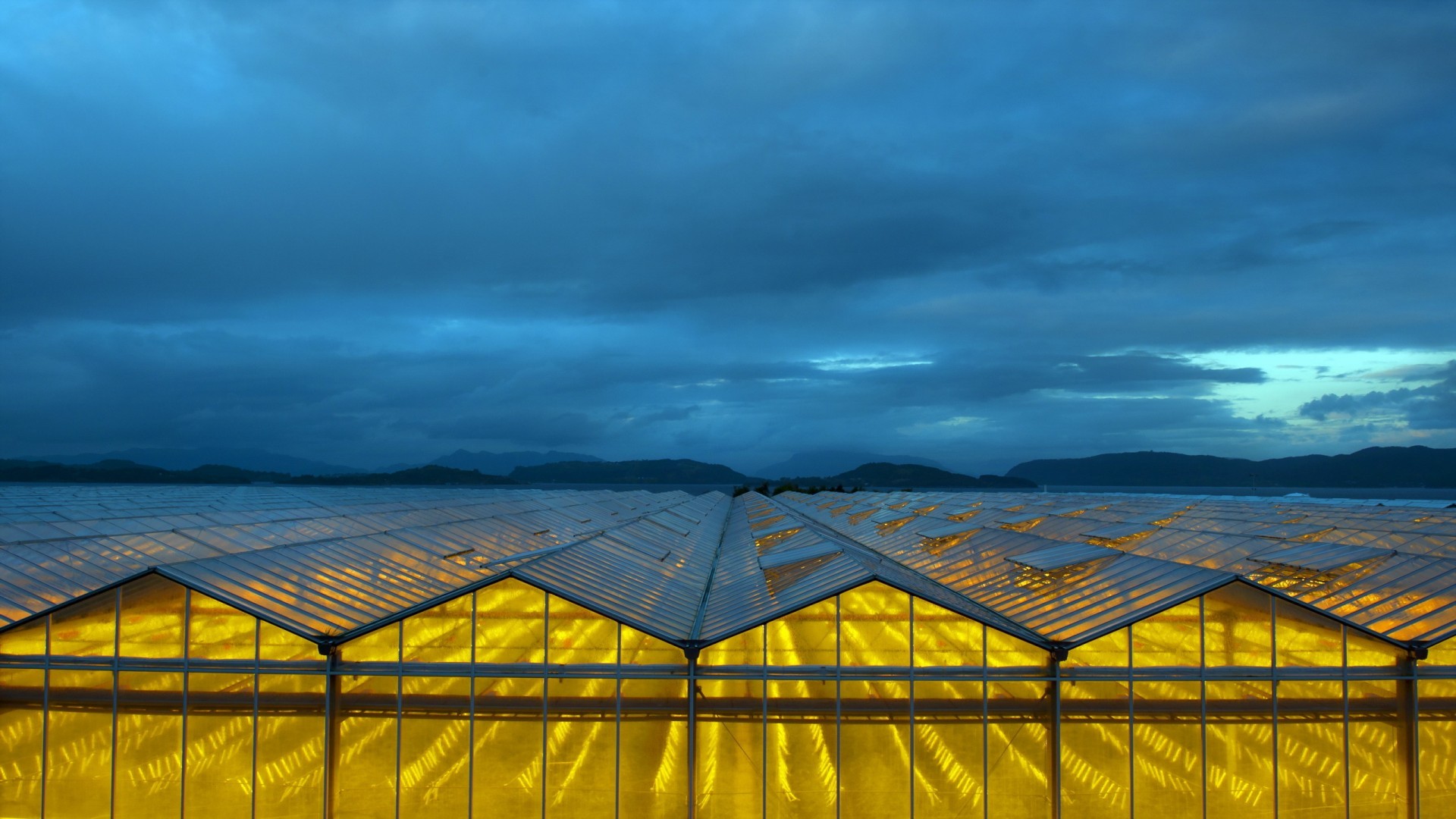 General 1920x1080 hills clouds greenhouse yellow blue glass