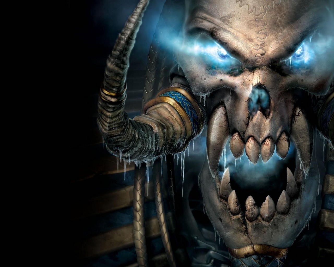 General 1280x1024 Warcraft III PC gaming skull glowing eyes