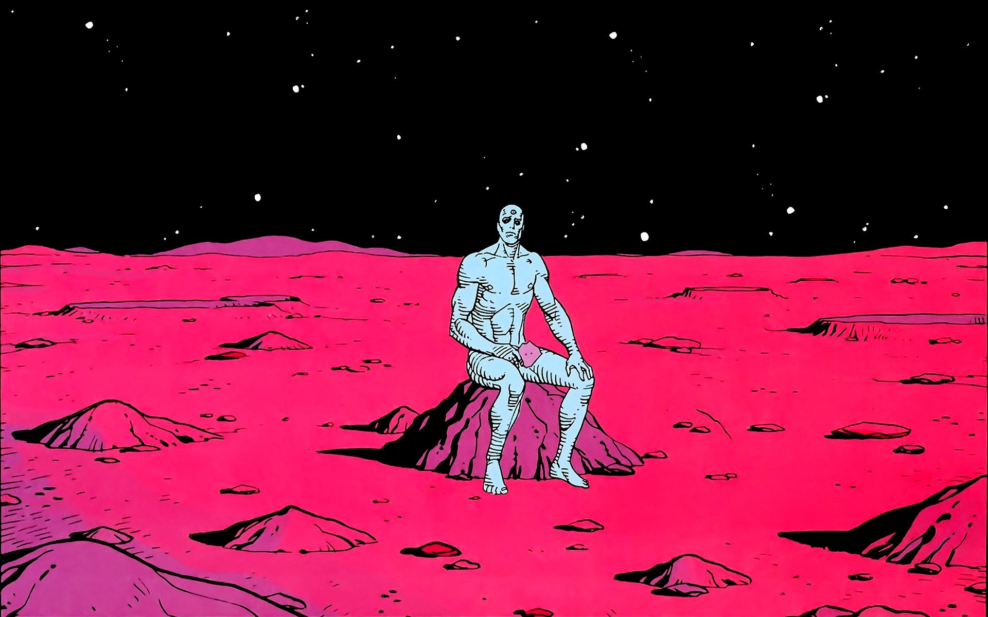 General 1920x1200 Watchmen Mars Dr. Manhattan space crater comics digital art