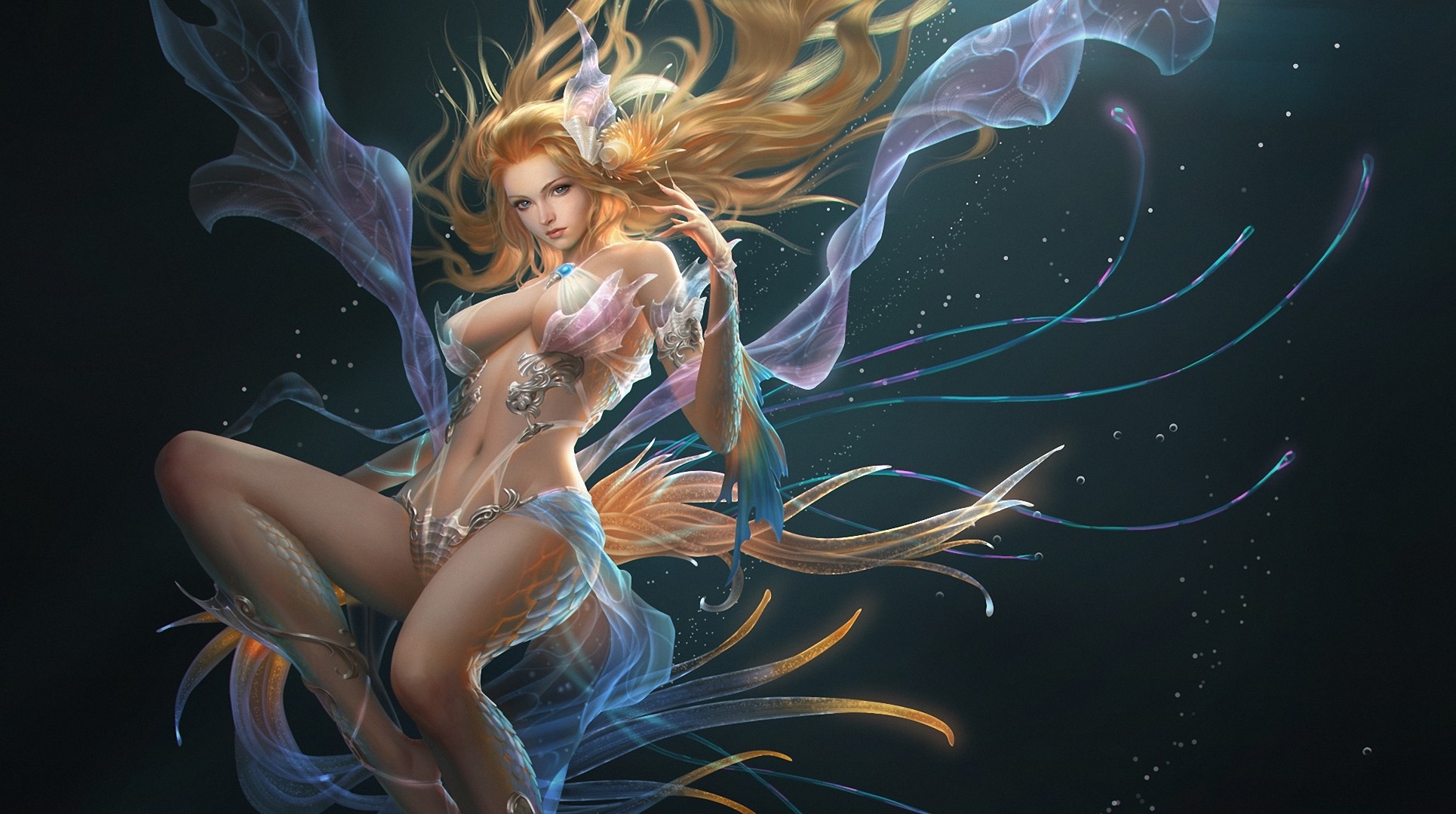 General 1930x1080 fantasy art League of Angels boobs blonde long hair fantasy girl legs belly big boobs looking at viewer women PC gaming video game girls video game art