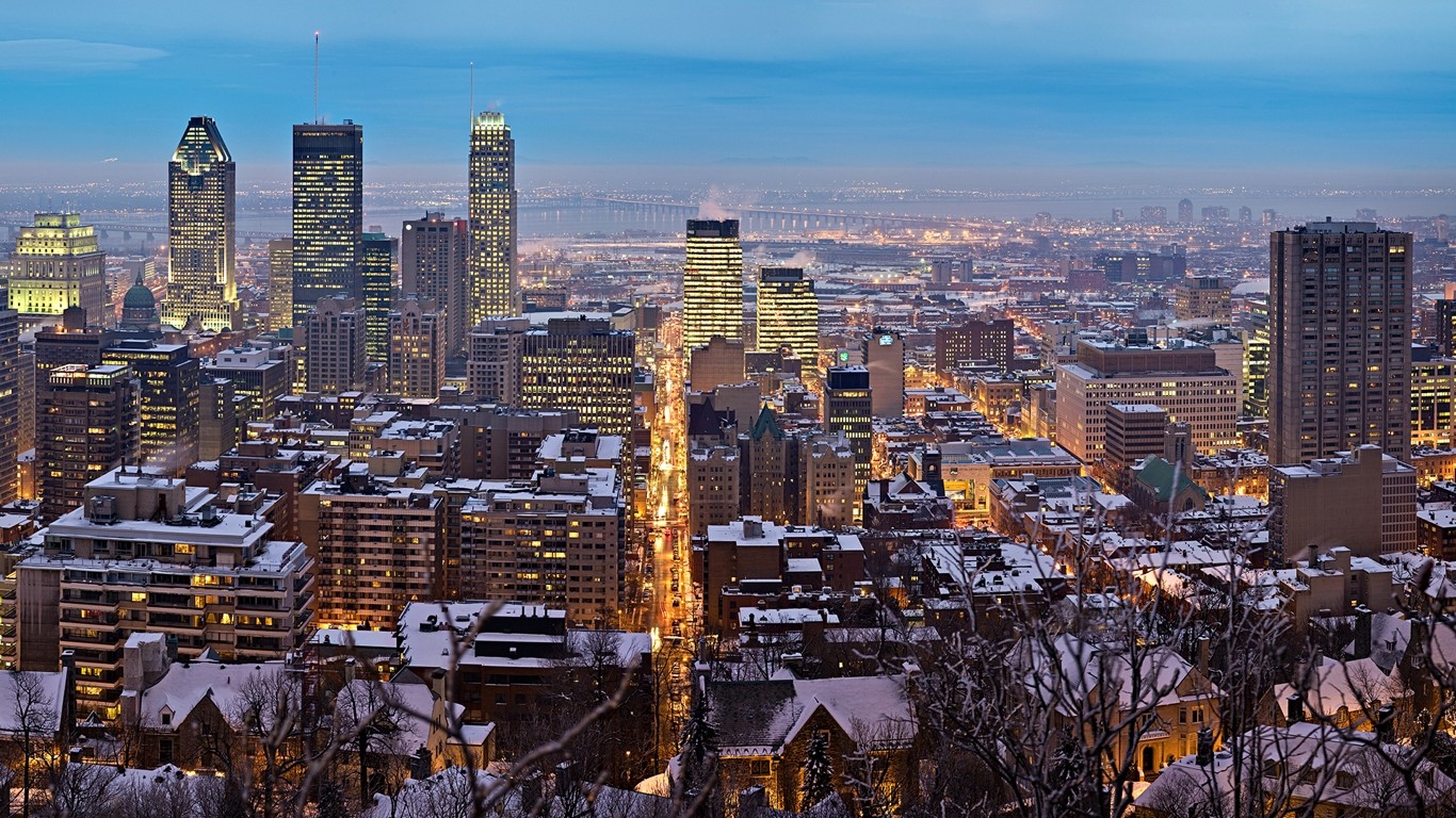General 1366x768 cityscape building Montreal city city lights winter Canada cartoon