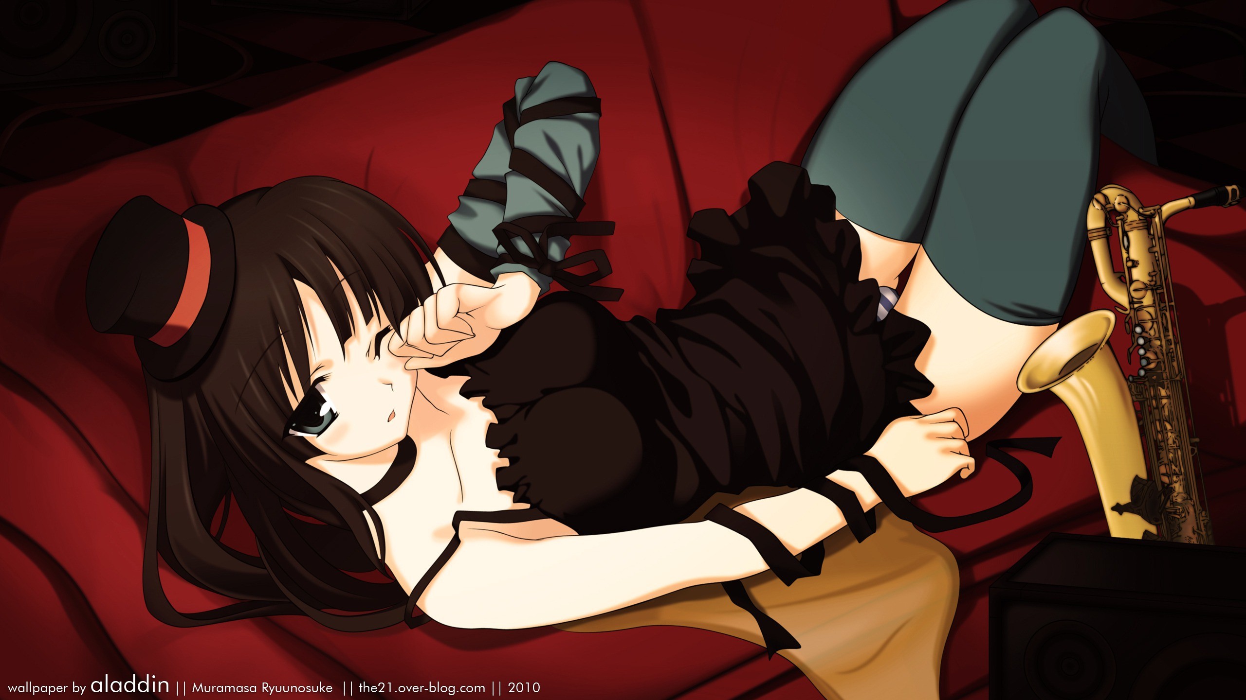 Anime 2560x1440 anime anime girls K-ON! Akiyama Mio thigh-highs Don't Say Lazy