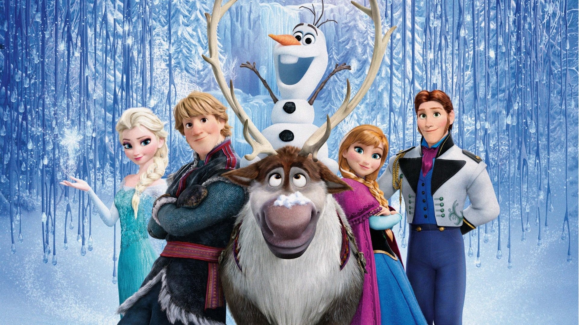 General 1920x1080 Frozen (movie) winter snow movies movie characters Elsa Olaf (Frozen) digital art Princess Anna Kristoff (Frozen)