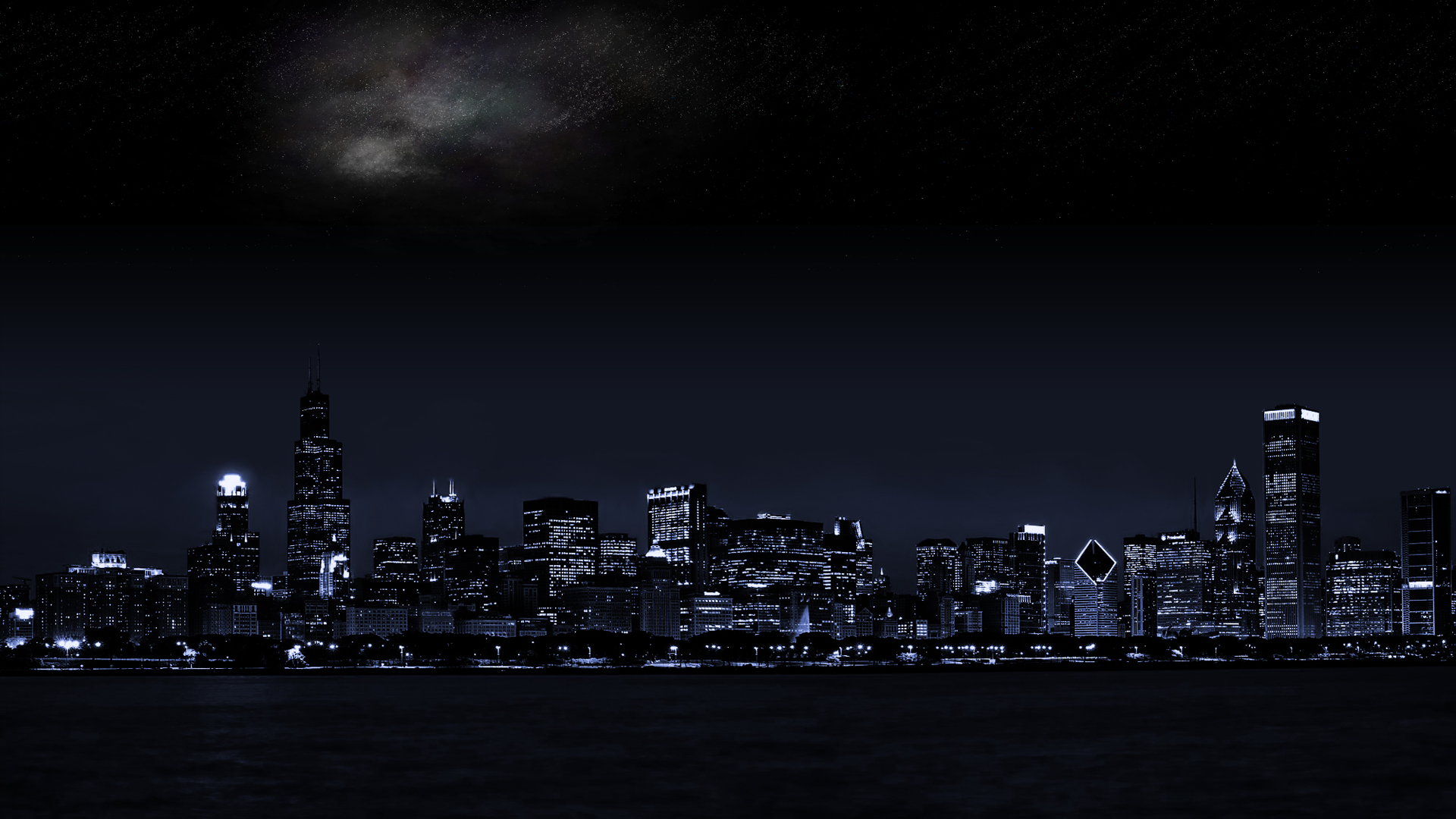 General 1920x1080 cityscape Chicago city urban skyline night USA