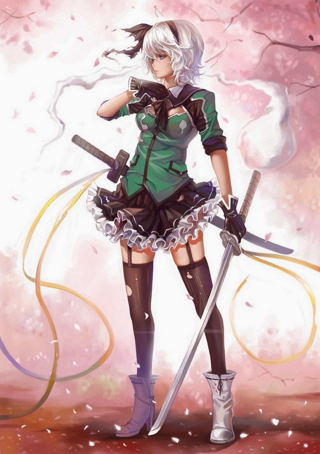 Anime 1100x1557 anime girls sword anime fantasy art fantasy girl women with swords weapon miniskirt stockings