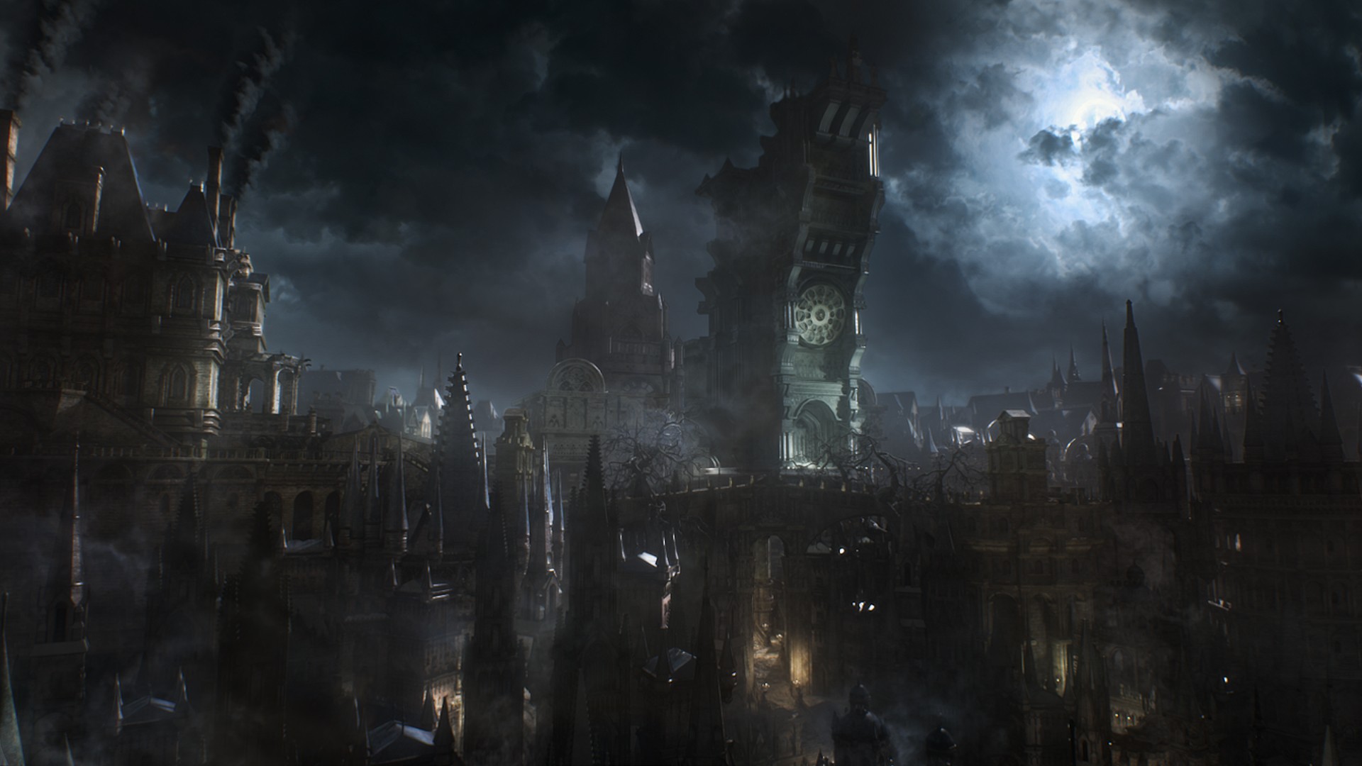 General 1920x1080 Bloodborne Moon video games video game art cityscape gothic