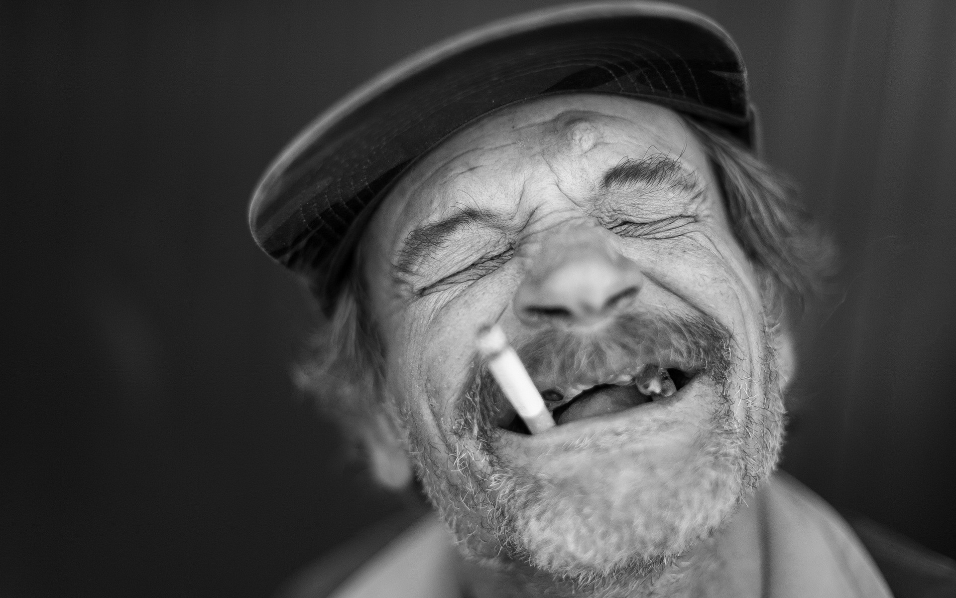 People 1920x1200 men old people laughing smoking cigarettes closed eyes monochrome
