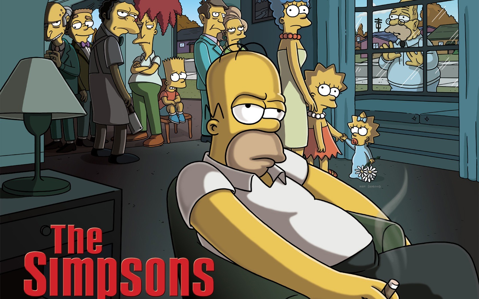 General 1680x1050 The Simpsons Homer Simpson Marge Simpson Bart Simpson Lisa Simpson Maggie Simpson parody cartoon The Sopranos TV series crossover
