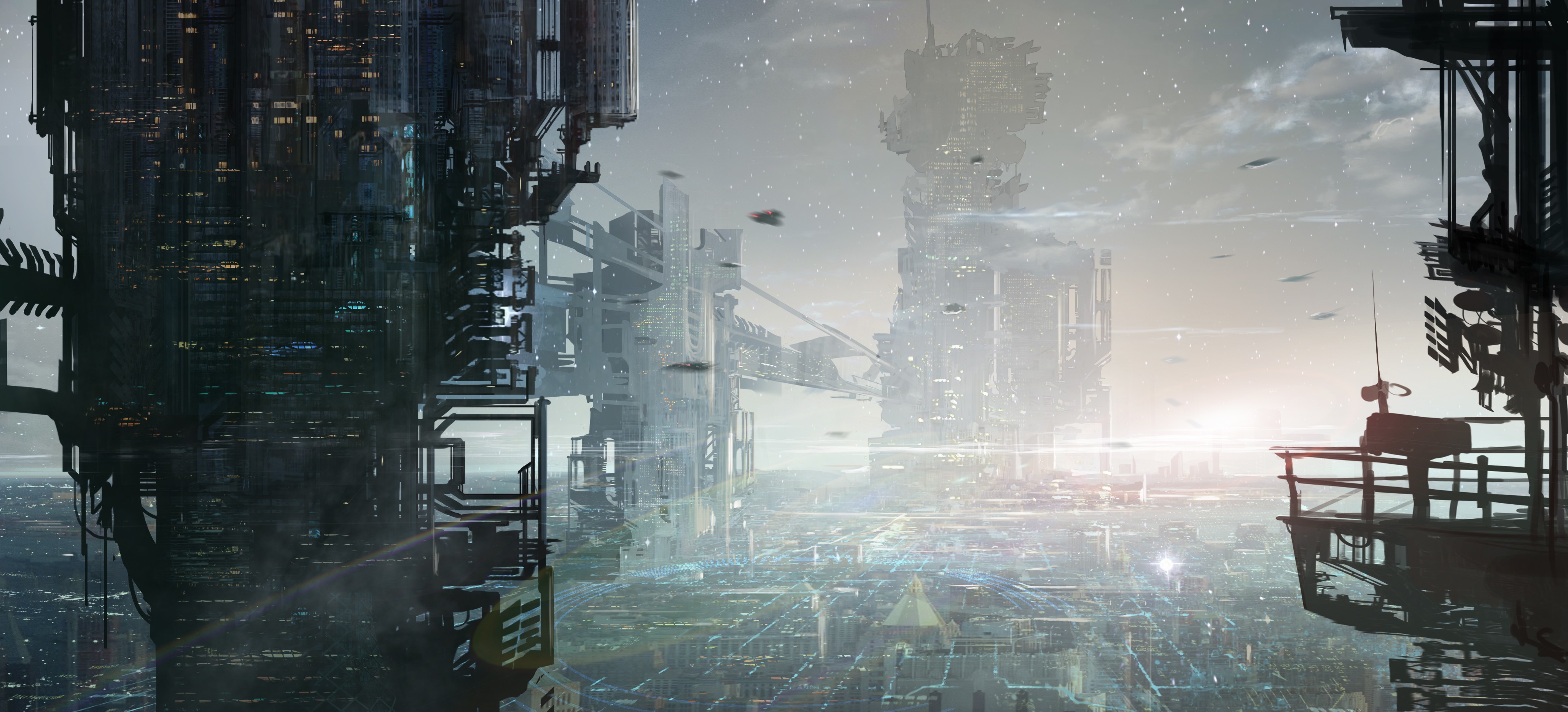 General 4121x1872 science fiction digital art futuristic futuristic city artwork