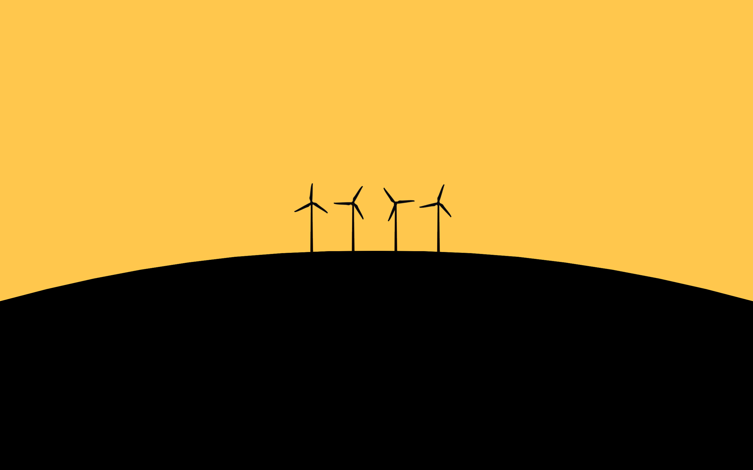 General 2560x1600 minimalism black yellow simple background wind turbine artwork yellow background