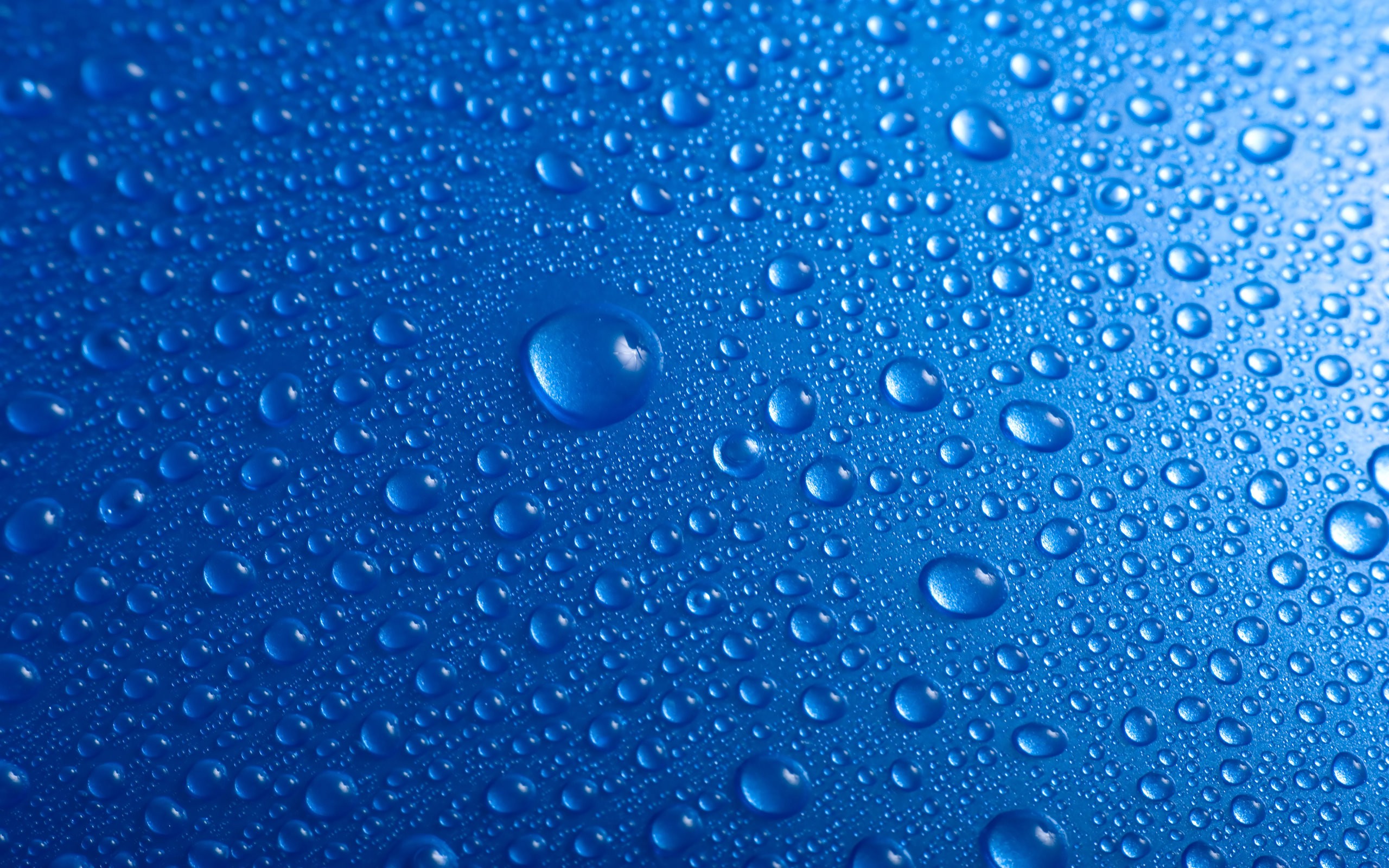 General 2560x1600 water drops liquid blue background closeup