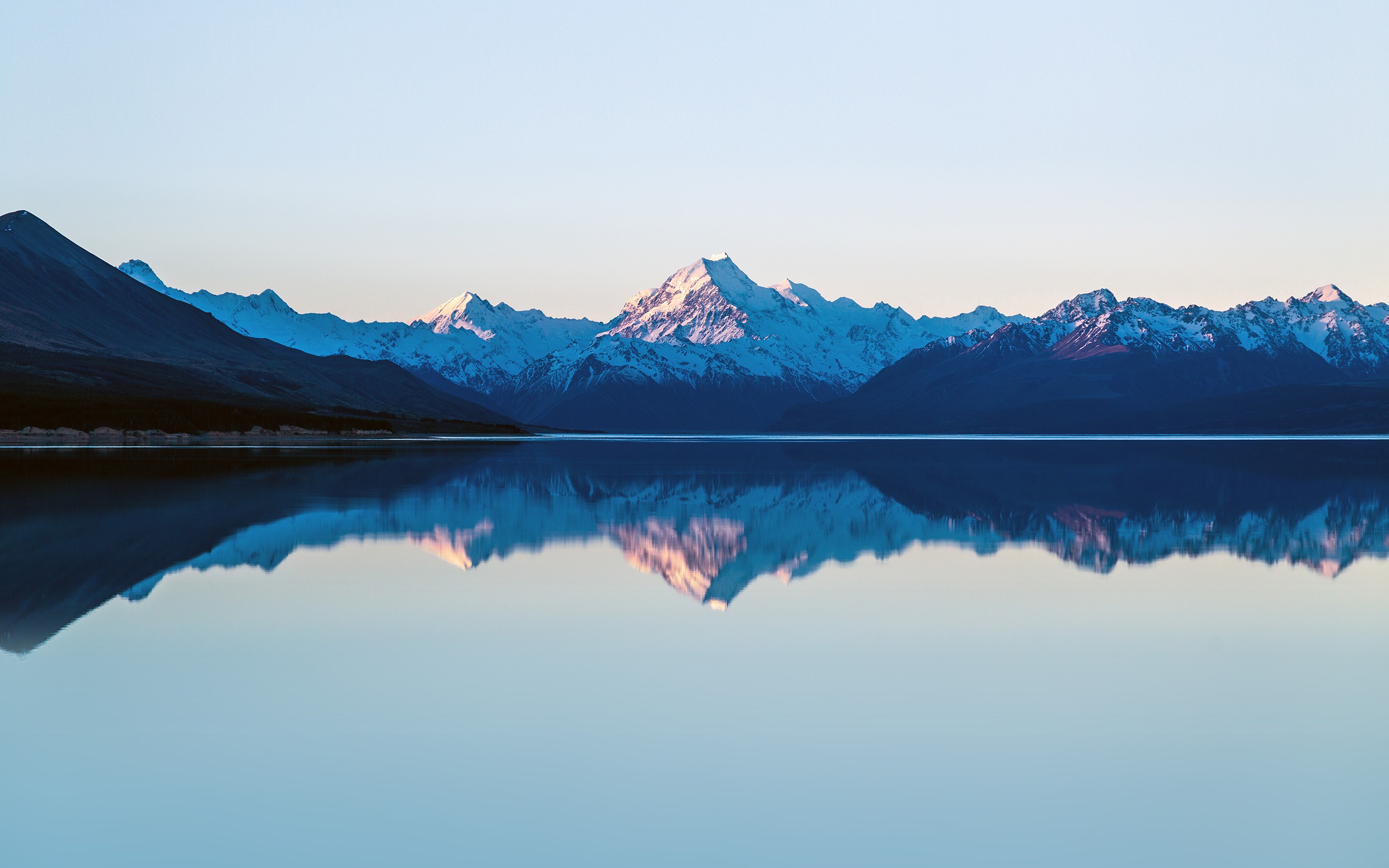 General 2880x1800 mountains snow nature water sky blue glass Mount Cook landscape calm waters New Zealand