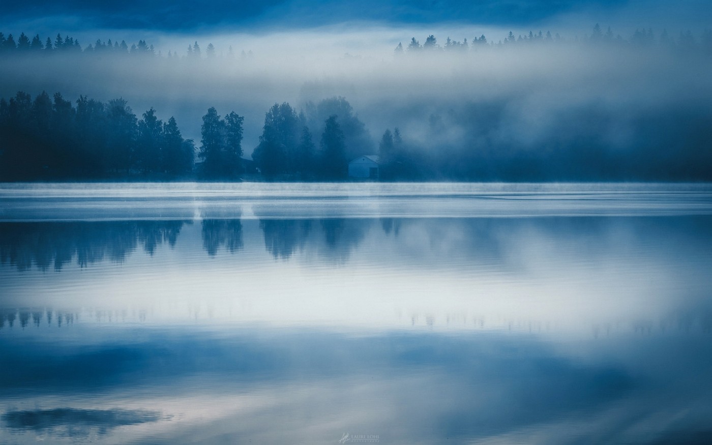 General 1400x875 nature landscape lake forest mist morning water blue Finland reflection calm waters