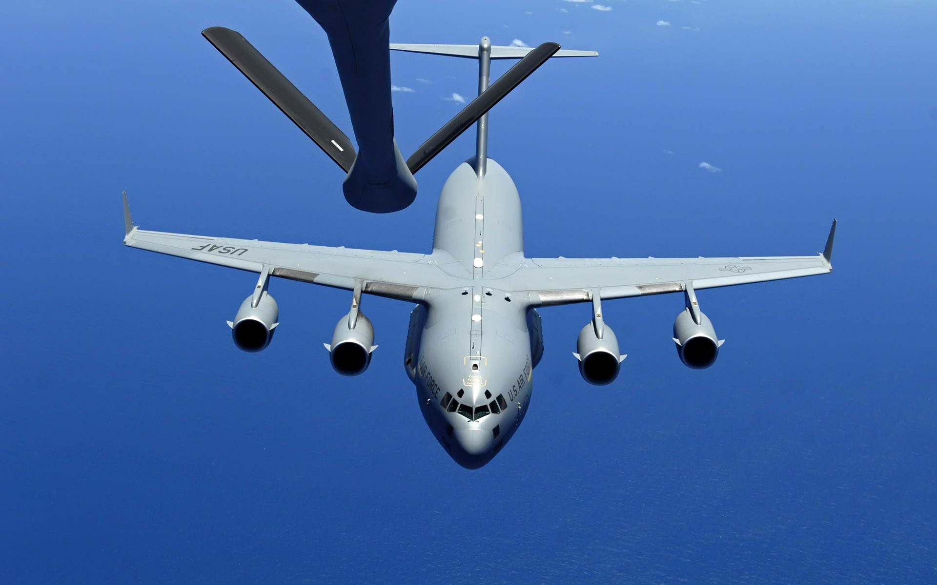 General 1920x1200 airplane military aircraft Boeing C-17 Globemaster III mid-air refueling Boeing American aircraft aircraft US Air Force water