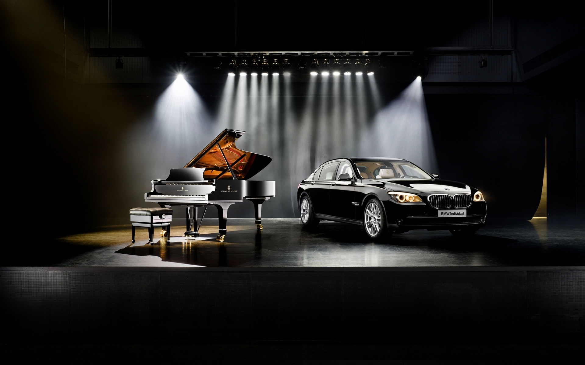 General 1920x1200 BMW car piano stages Steinway & Sons vehicle black cars musical instrument BMW 7 Series