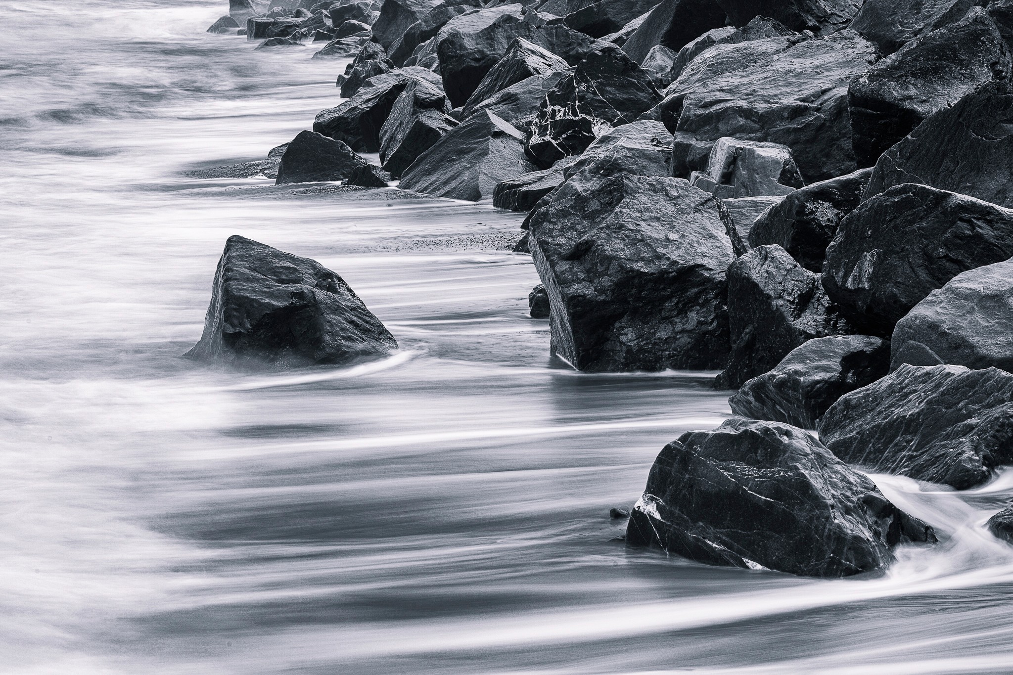 General 2048x1365 nature monochrome water rocks long exposure waves sea stones outdoors