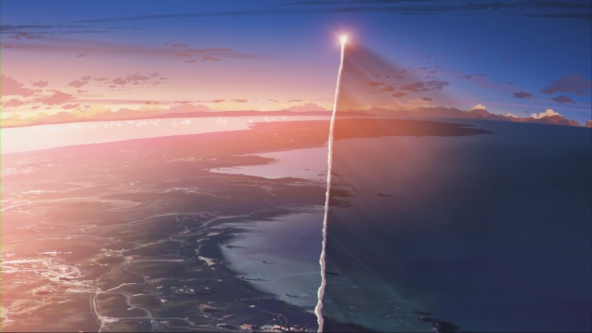 Anime 1920x1080 5 Centimeters Per Second anime sky landscape rocket sunlight