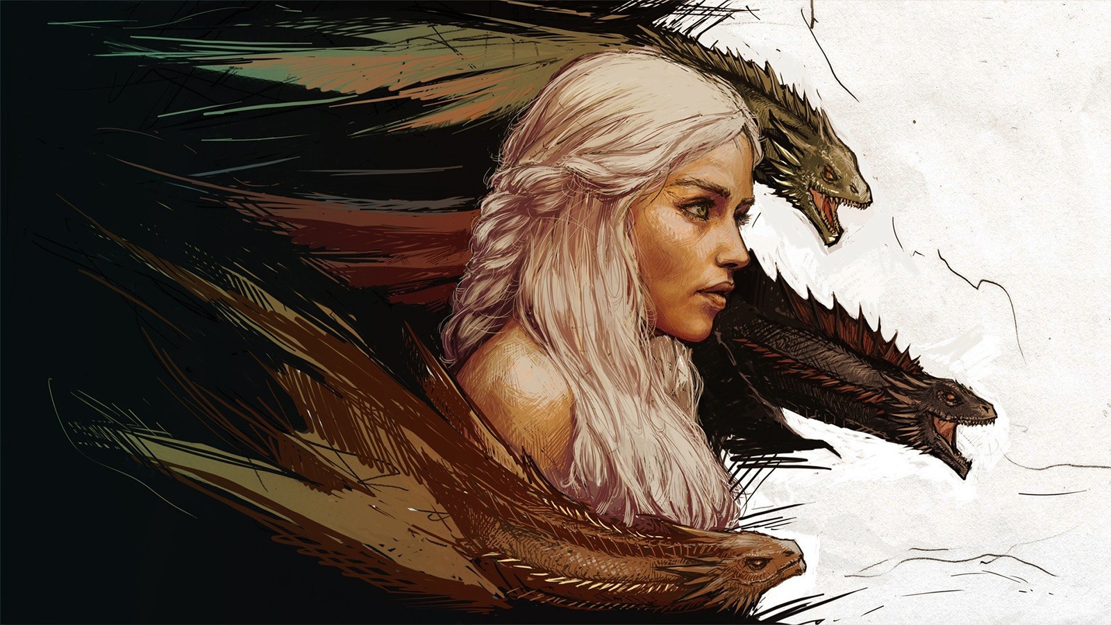 General 1600x900 Game of Thrones dragon Daenerys Targaryen Emilia Clarke fantasy art artwork fantasy girl women creature long hair TV series DeviantArt
