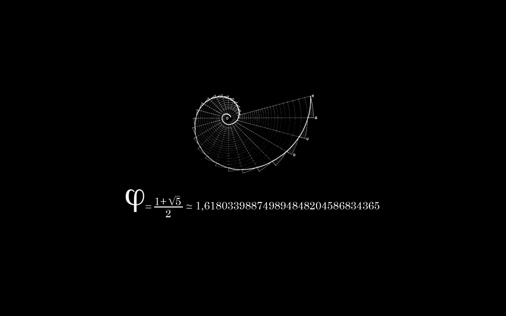General 1680x1050 science Fibonacci sequence numbers simple background black background monochrome