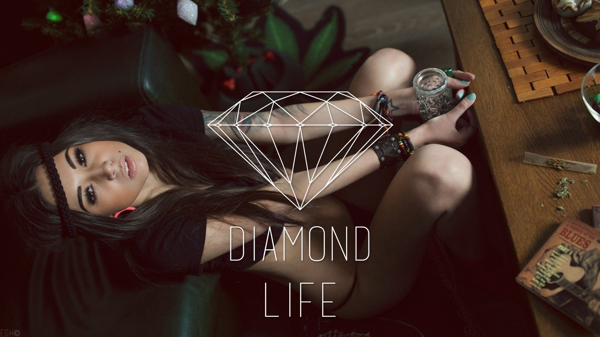 People 1920x1080 cannabis diamonds drugs women model Aleksandr Mavrin Diana Melison