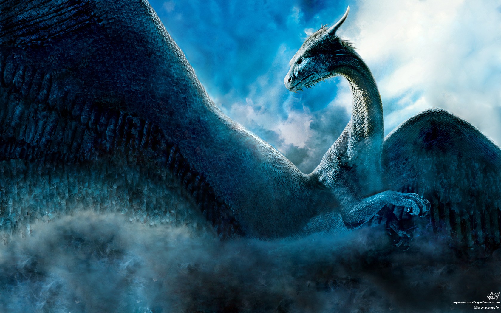 General 1680x1050 Eragon fantasy art creature cyan dragon