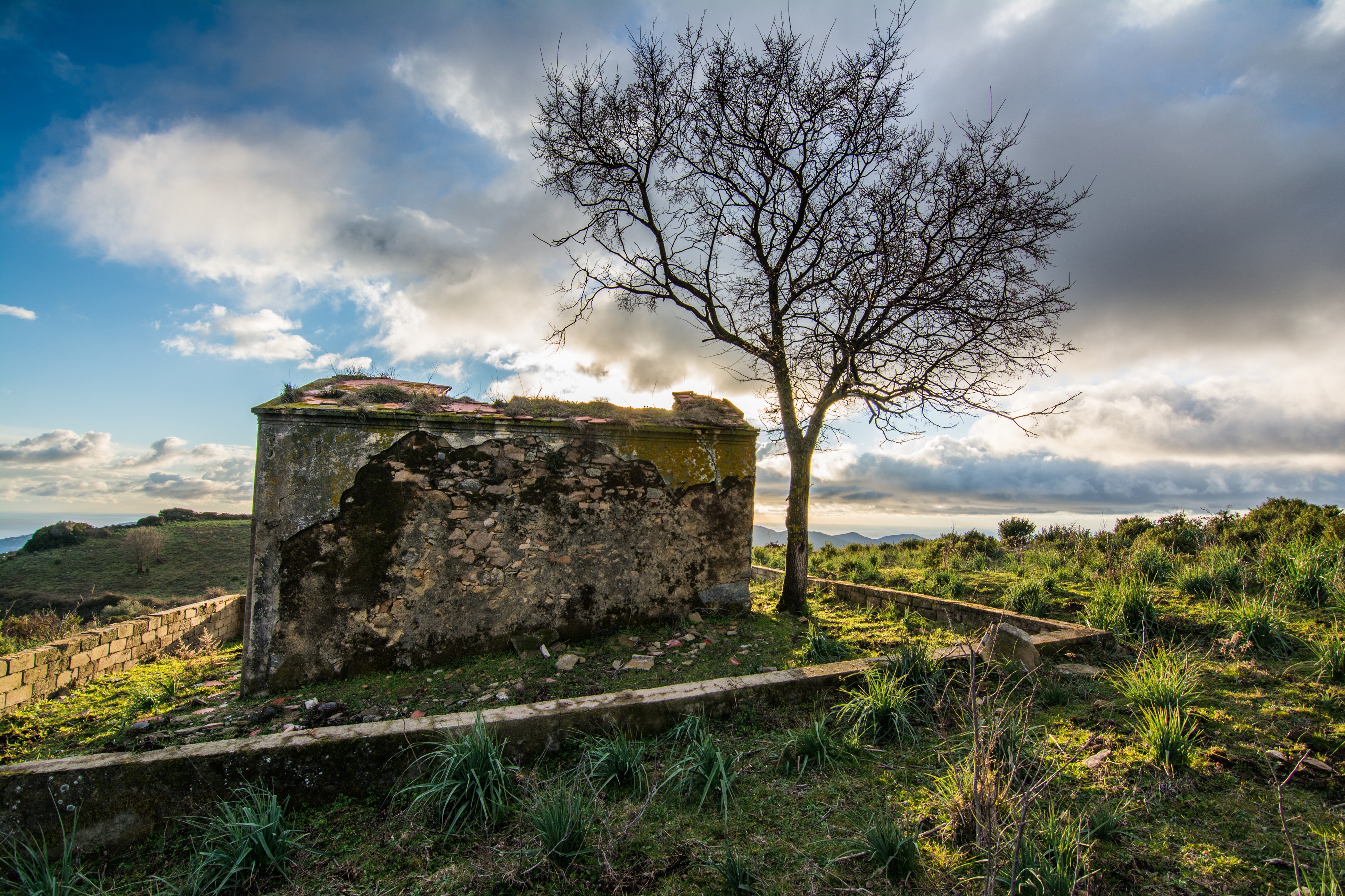 General 3872x2581 landscape cabin abandoned trees ruins outdoors sky