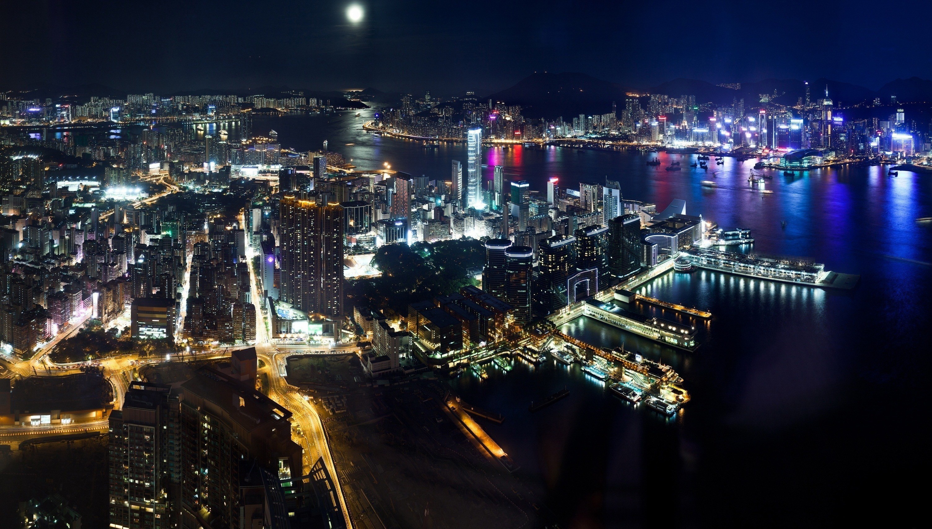General 3008x1709 cityscape night Hong Kong Asia China ports