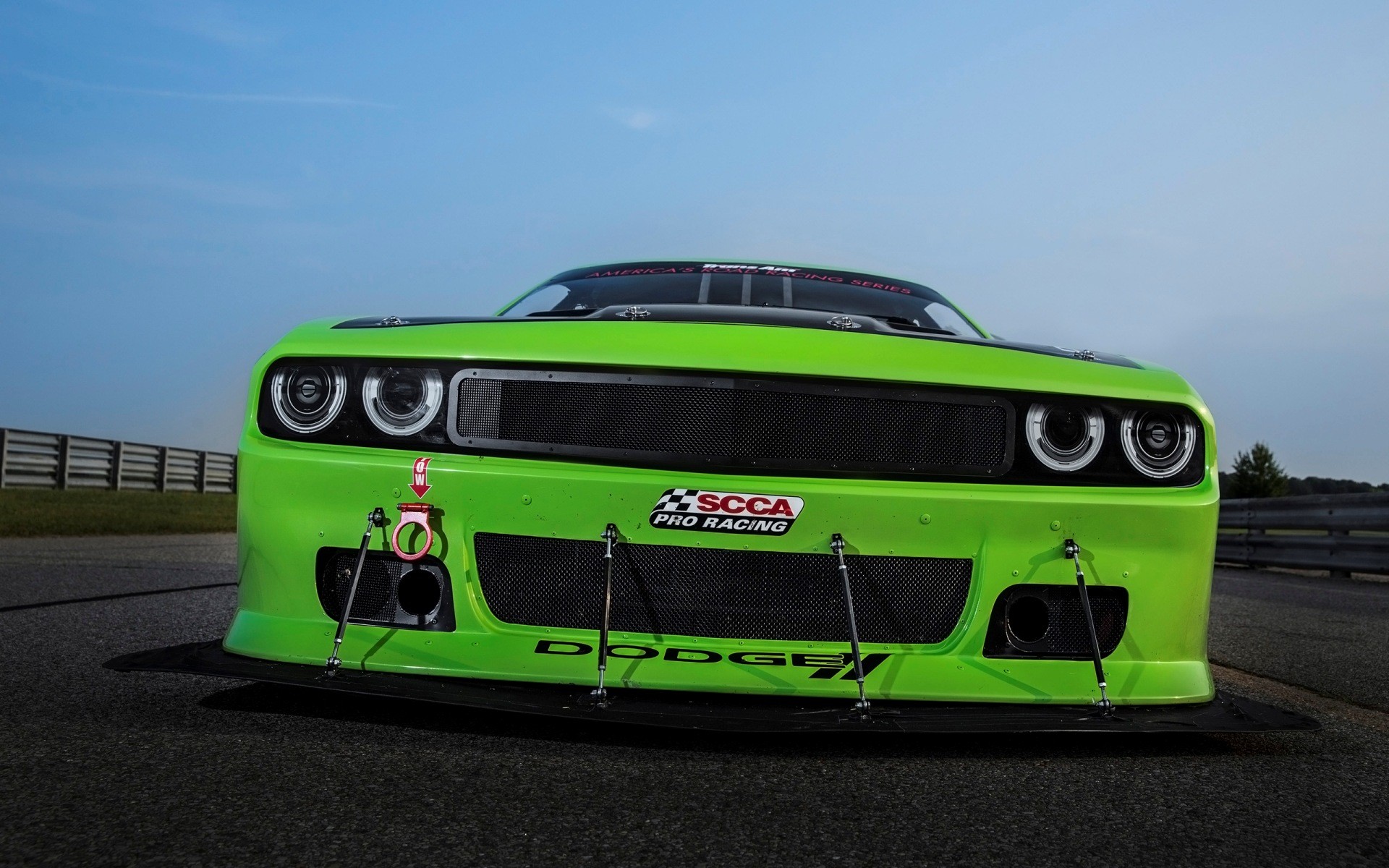 General 1920x1200 Dodge Challenger Dodge green cars frontal view car vehicle muscle cars American cars Stellantis