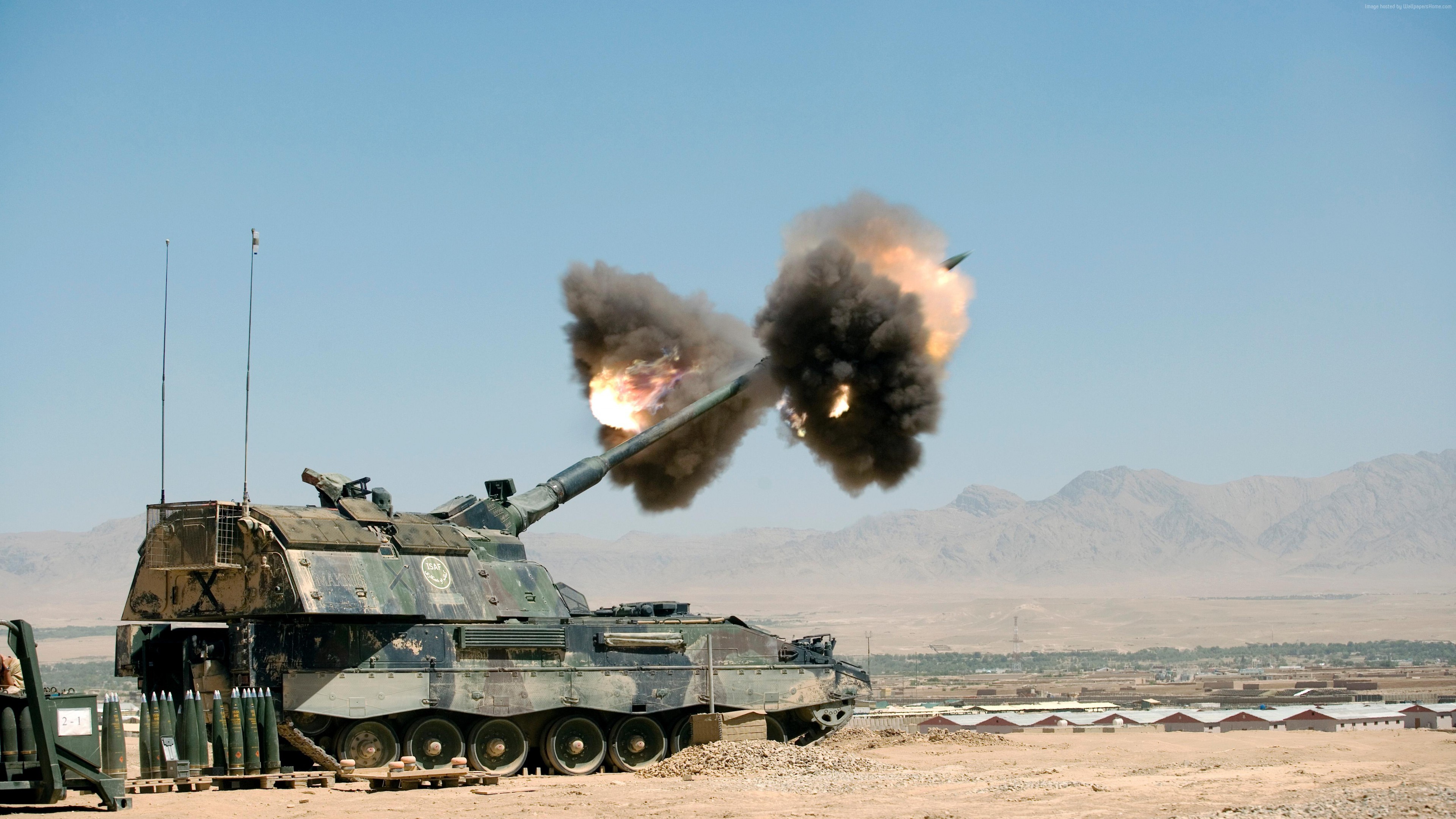 General 3840x2160 battle war Panzerhaubitze 2000 artillery army tank ISAF military Afghanistan War in Afghanistan
