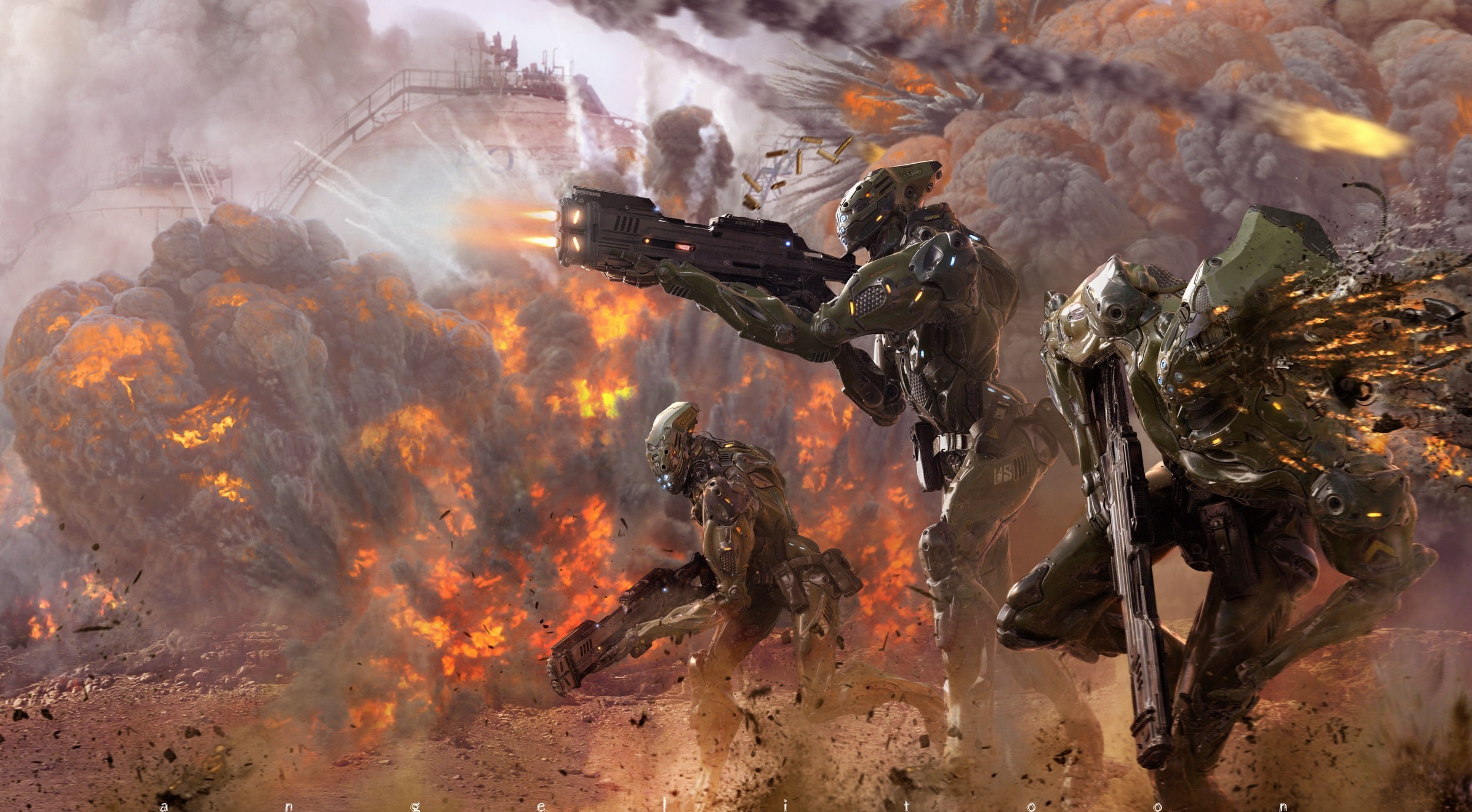 General 2498x1379 science fiction artwork battle explosion CGI war digital art