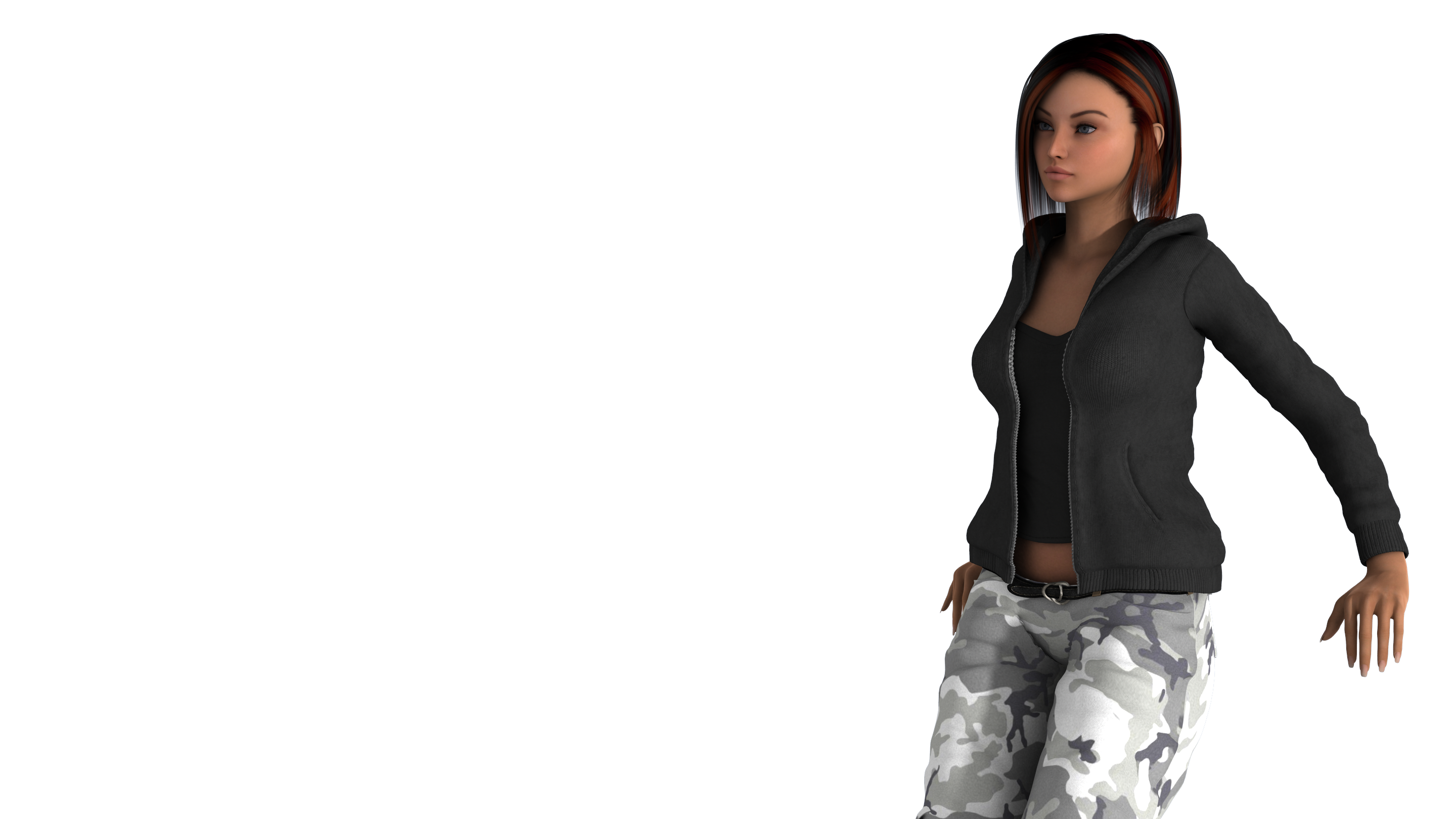 General 2880x1620 CGI women digital art simple background black background redhead