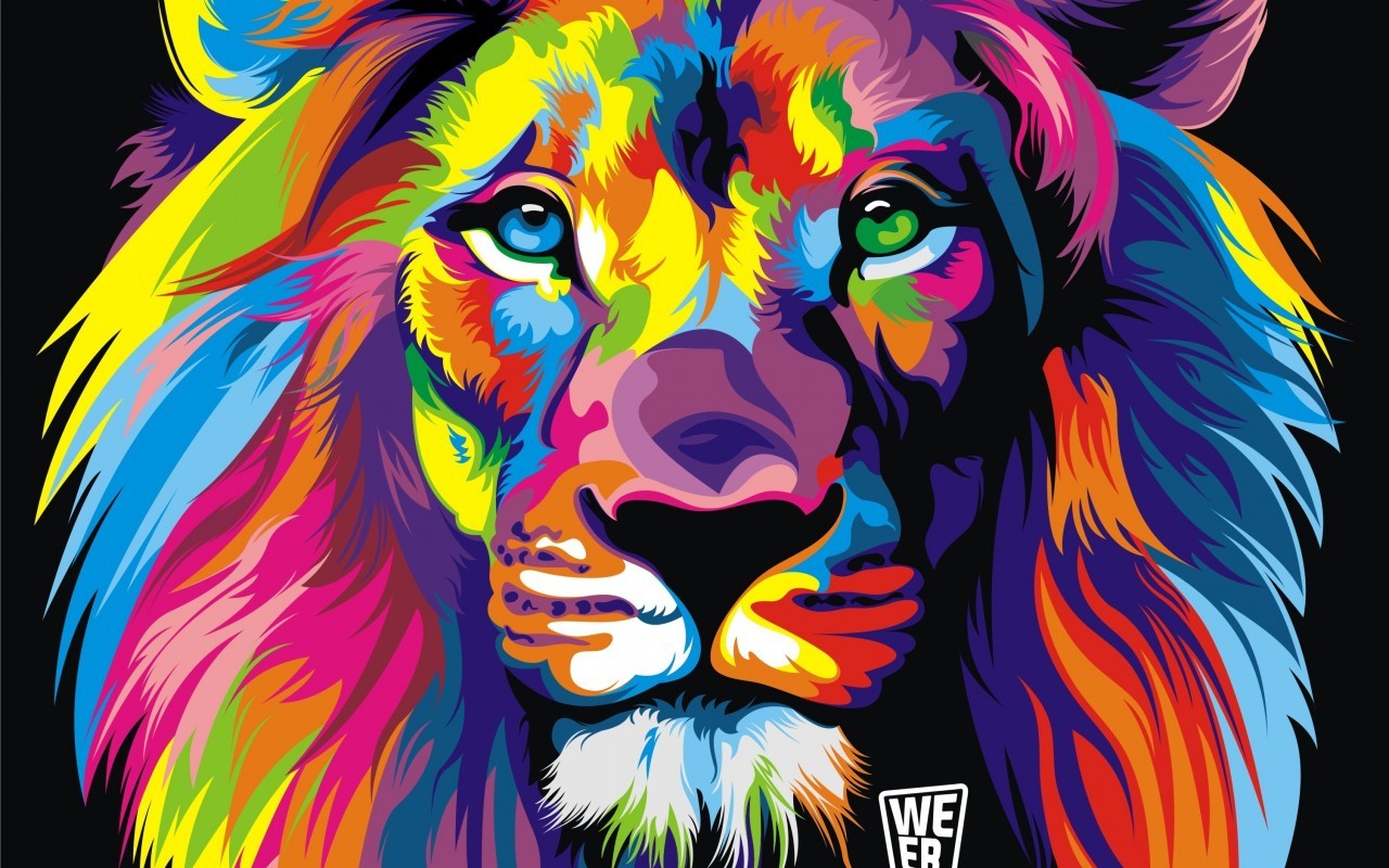 General 1280x800 colorful abstract mammals animals lion artwork big cats