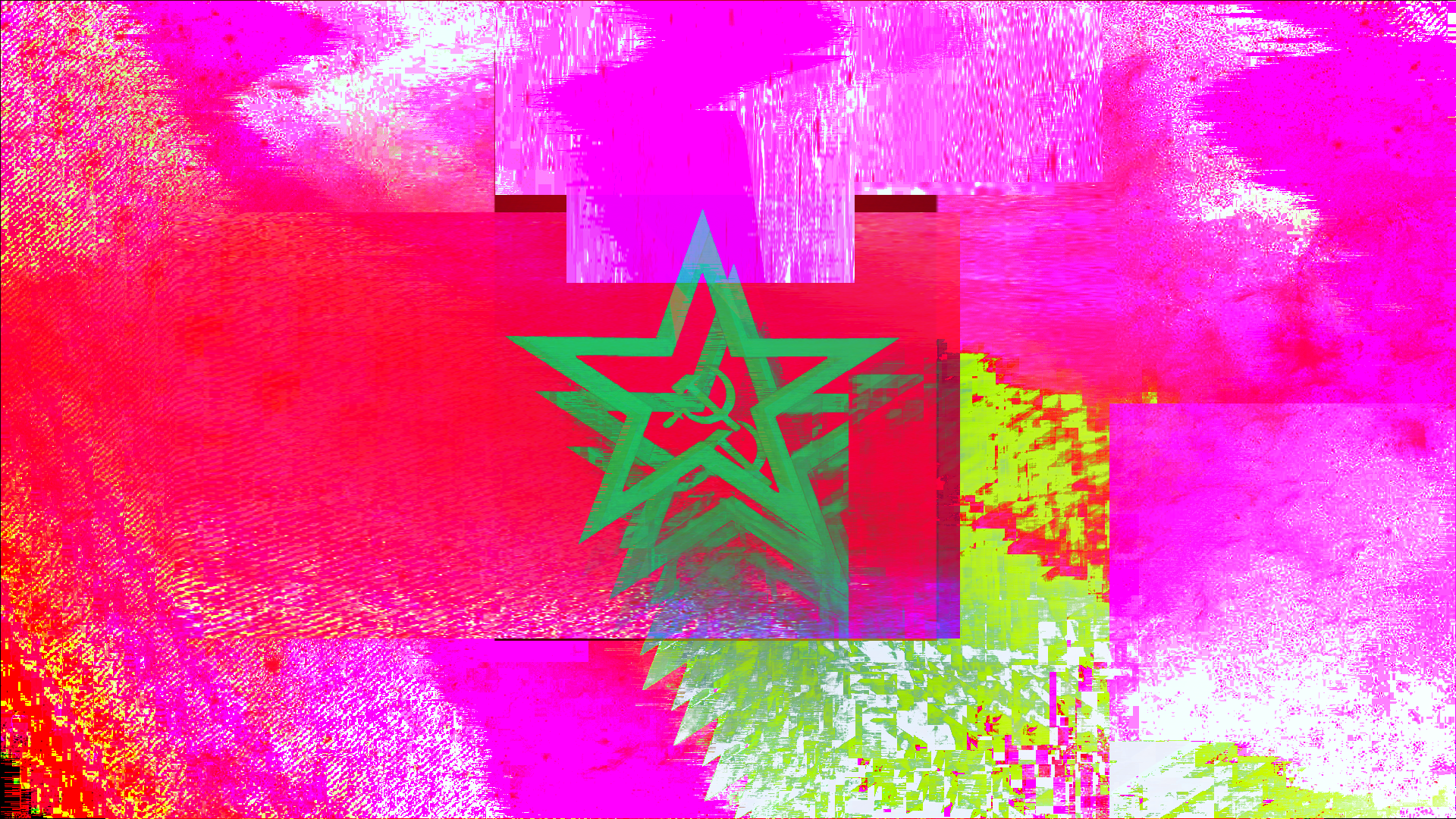 General 1920x1080 glitch art stars hammer and sickle purple pink vaporwave digital art