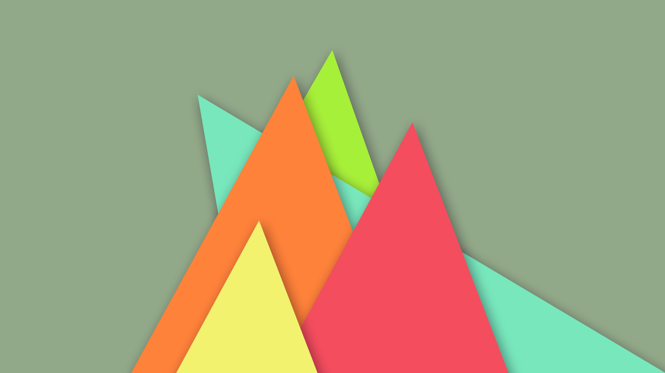 General 1366x768 digital art colorful triangle orange geometric figures simple background