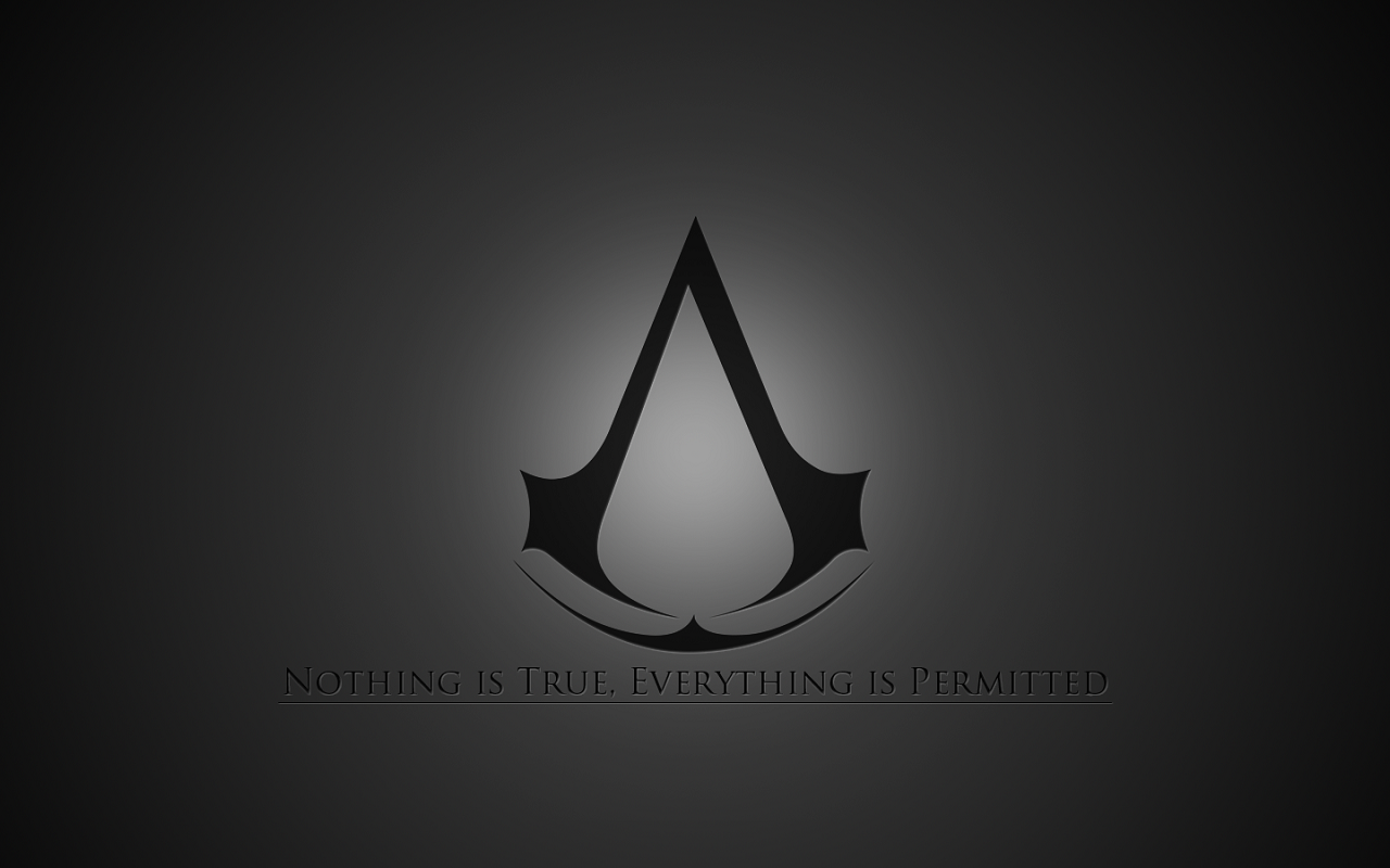 General 1280x800 video games logo Assassin's Creed quote PC gaming gradient simple background