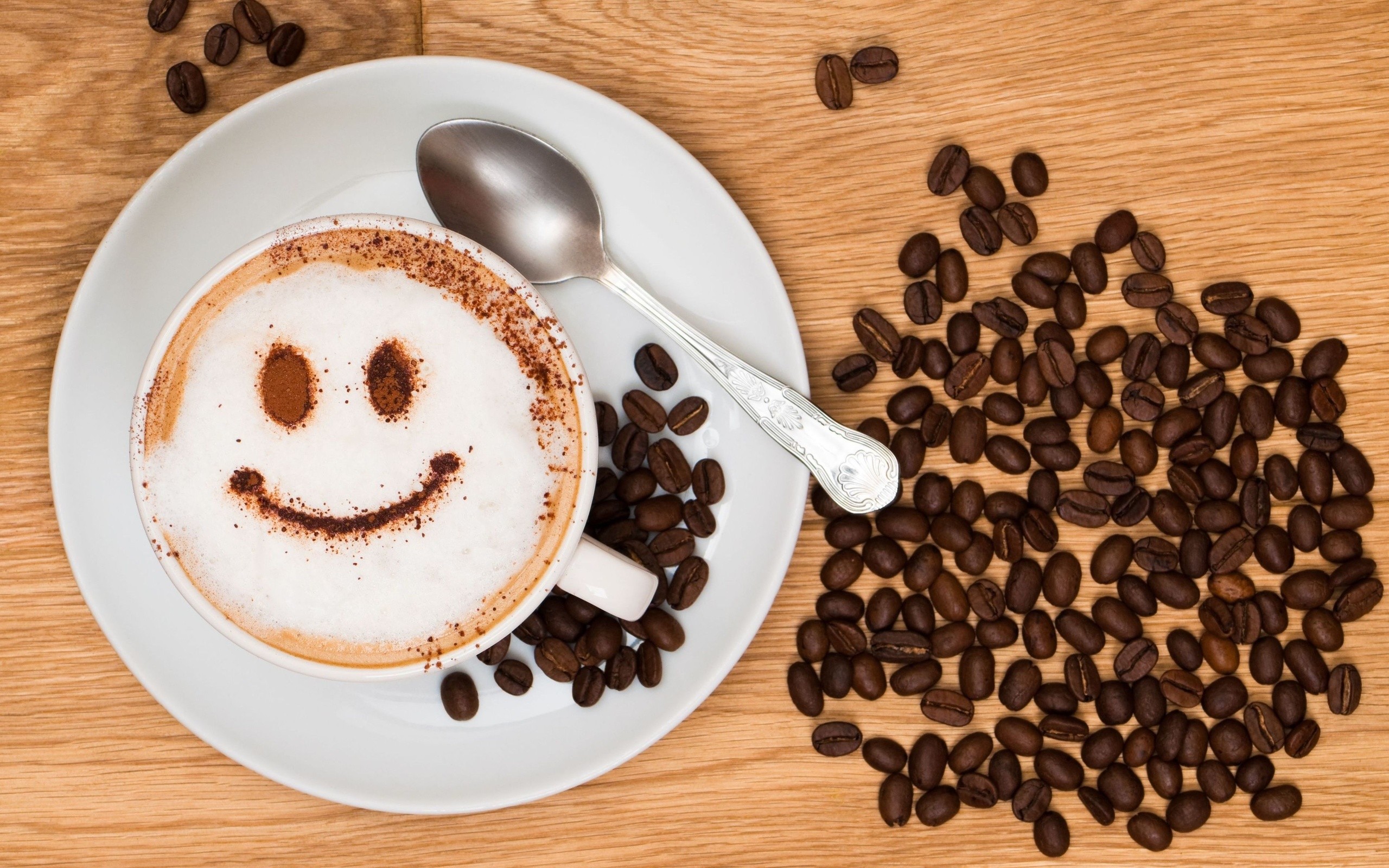 General 2560x1600 coffee coffee beans smiley spoon cup food