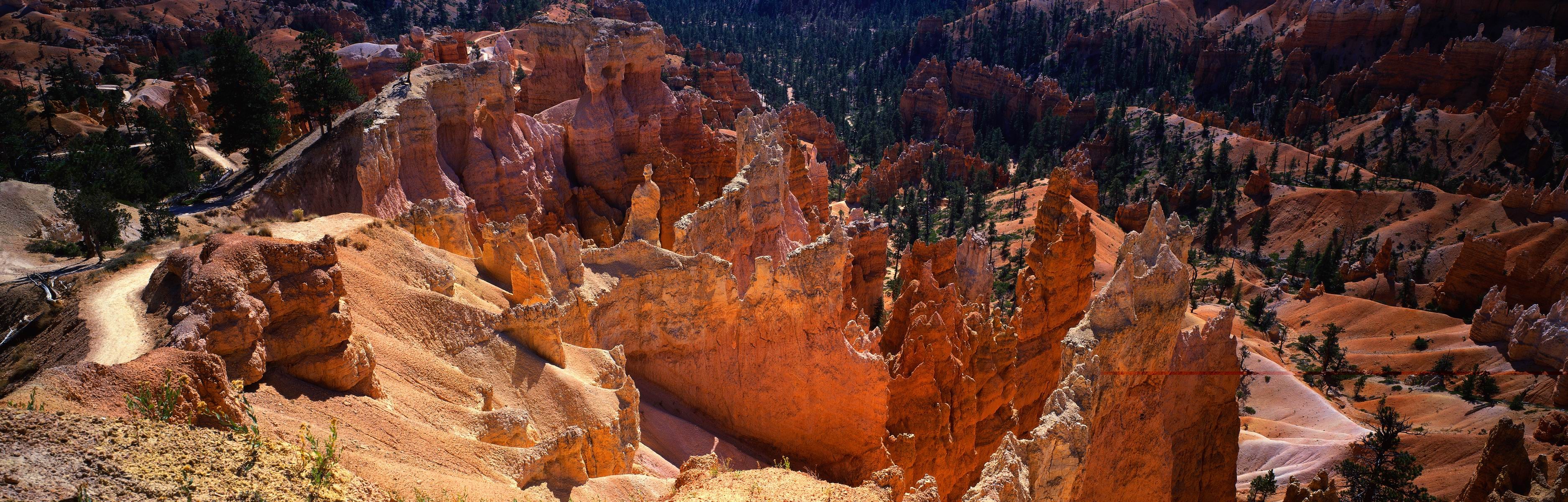 General 3750x1200 landscape dual monitors rock formation top view Bryce Canyon National Park Utah mountains USA rocks nature