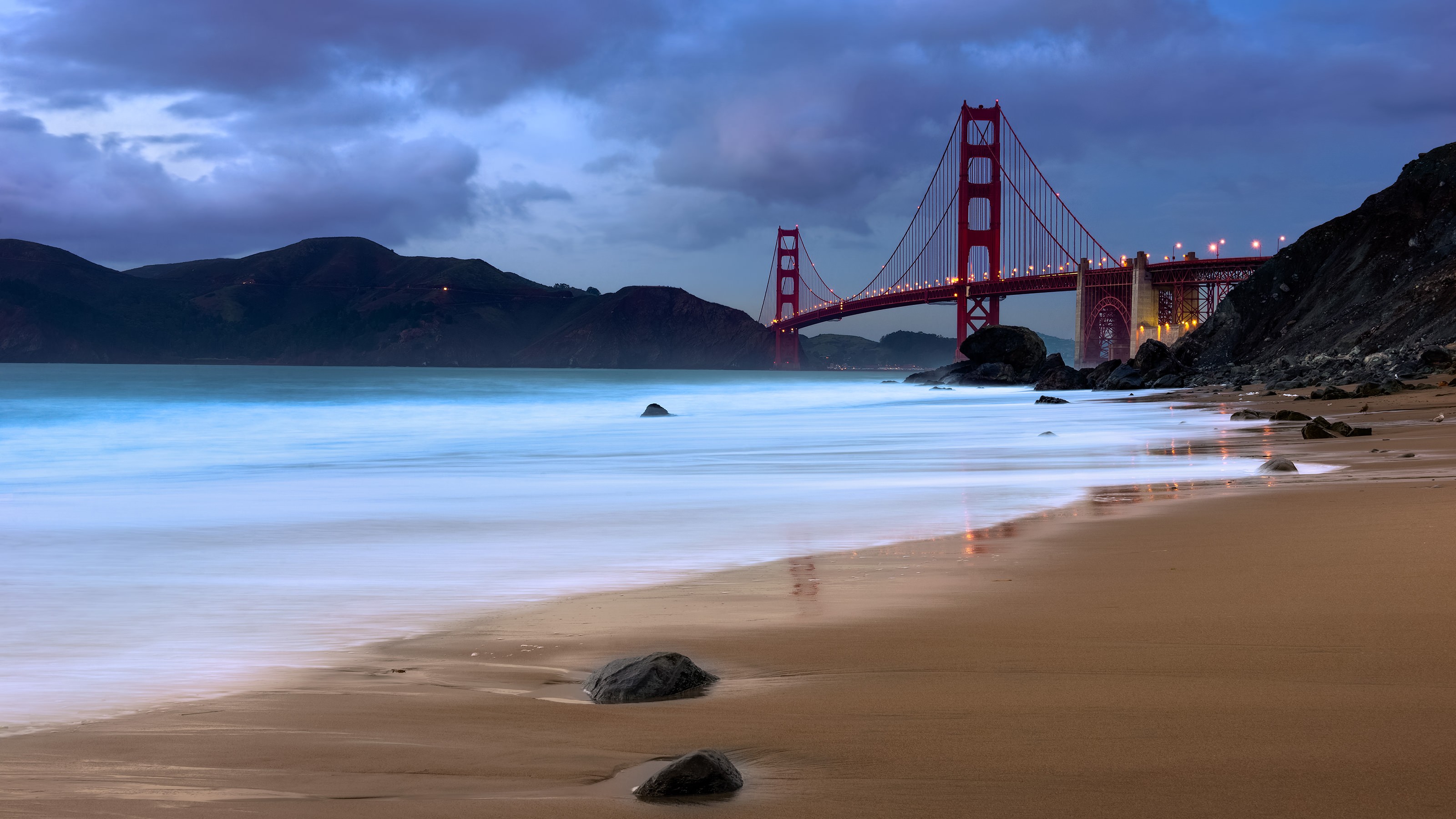 General 3200x1800 nature Golden Gate Bridge bridge sea sand suspension bridge USA