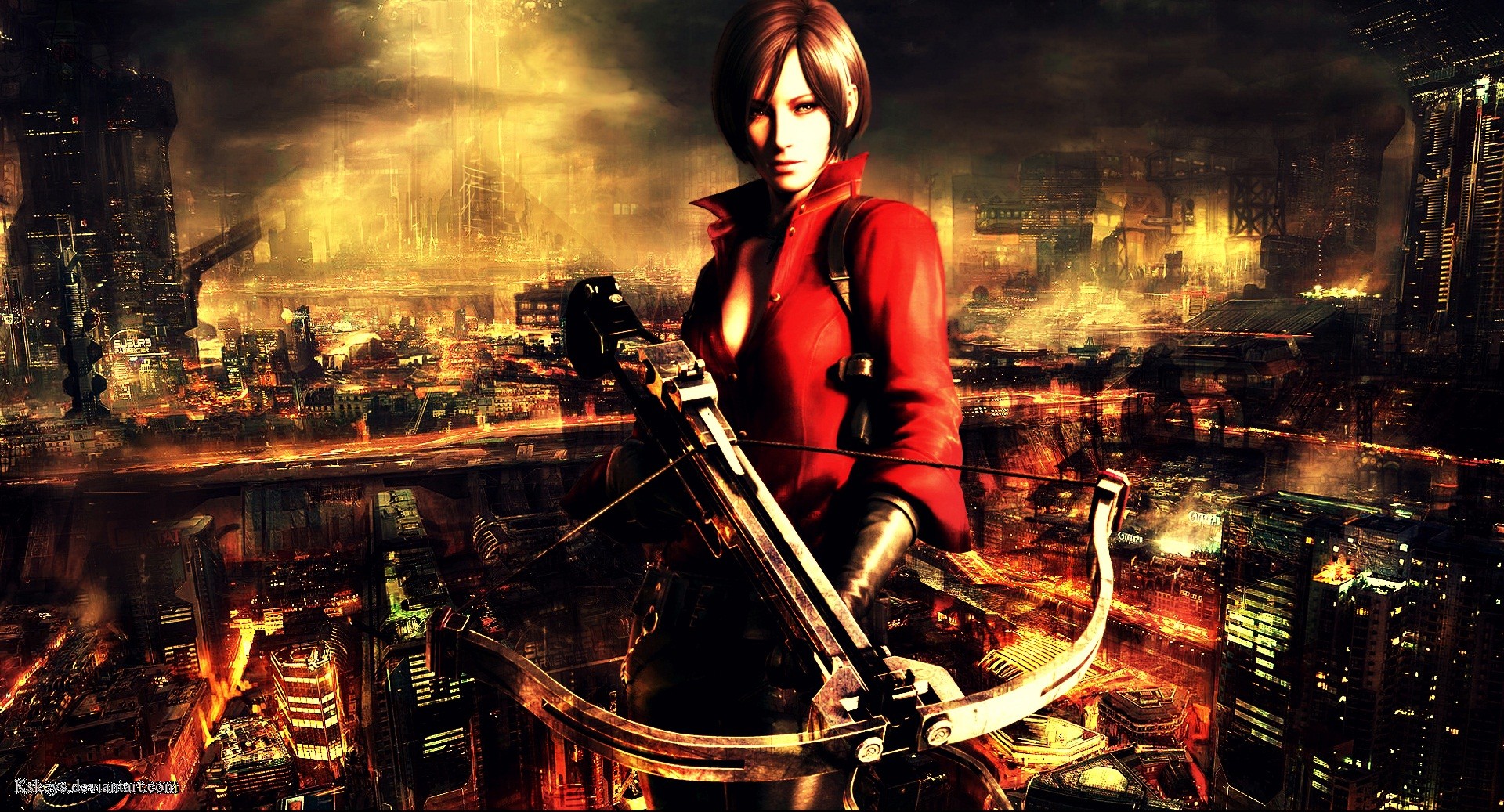 General 1920x1037 Resident Evil 6 Ada Wong crossbow video games video game art weapon video game girls