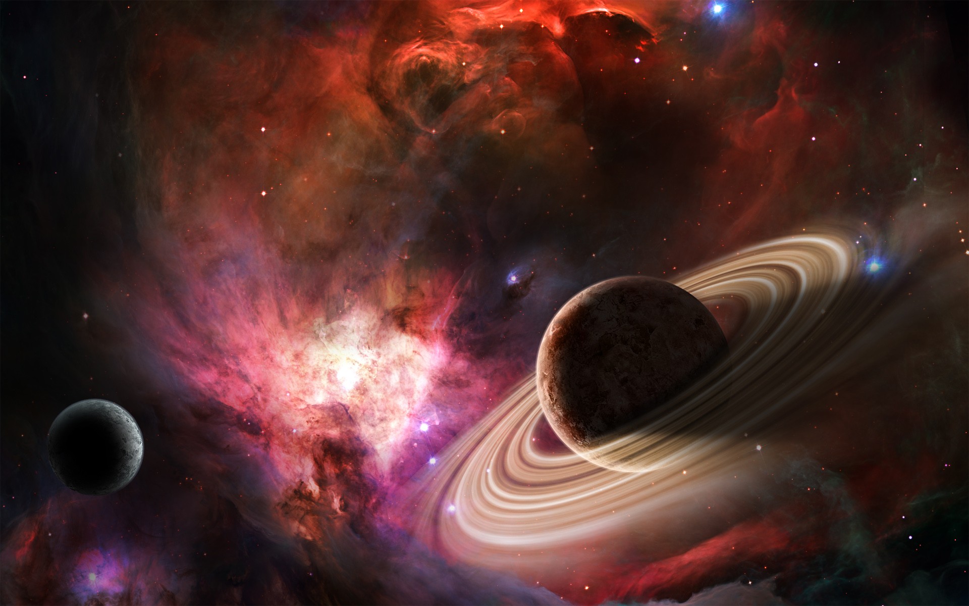 General 1920x1200 space planet digital art space art colorful planetary rings